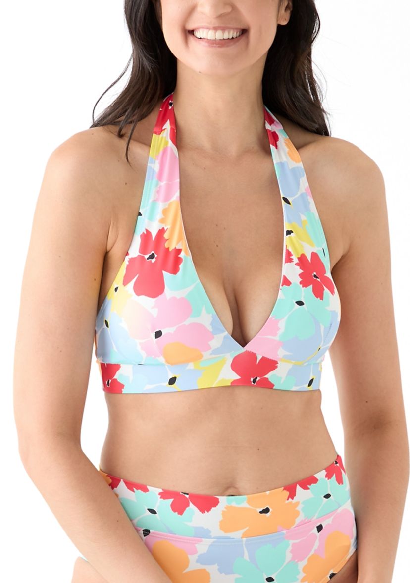 Bloom Again Halter Banded Bikini Swim Top