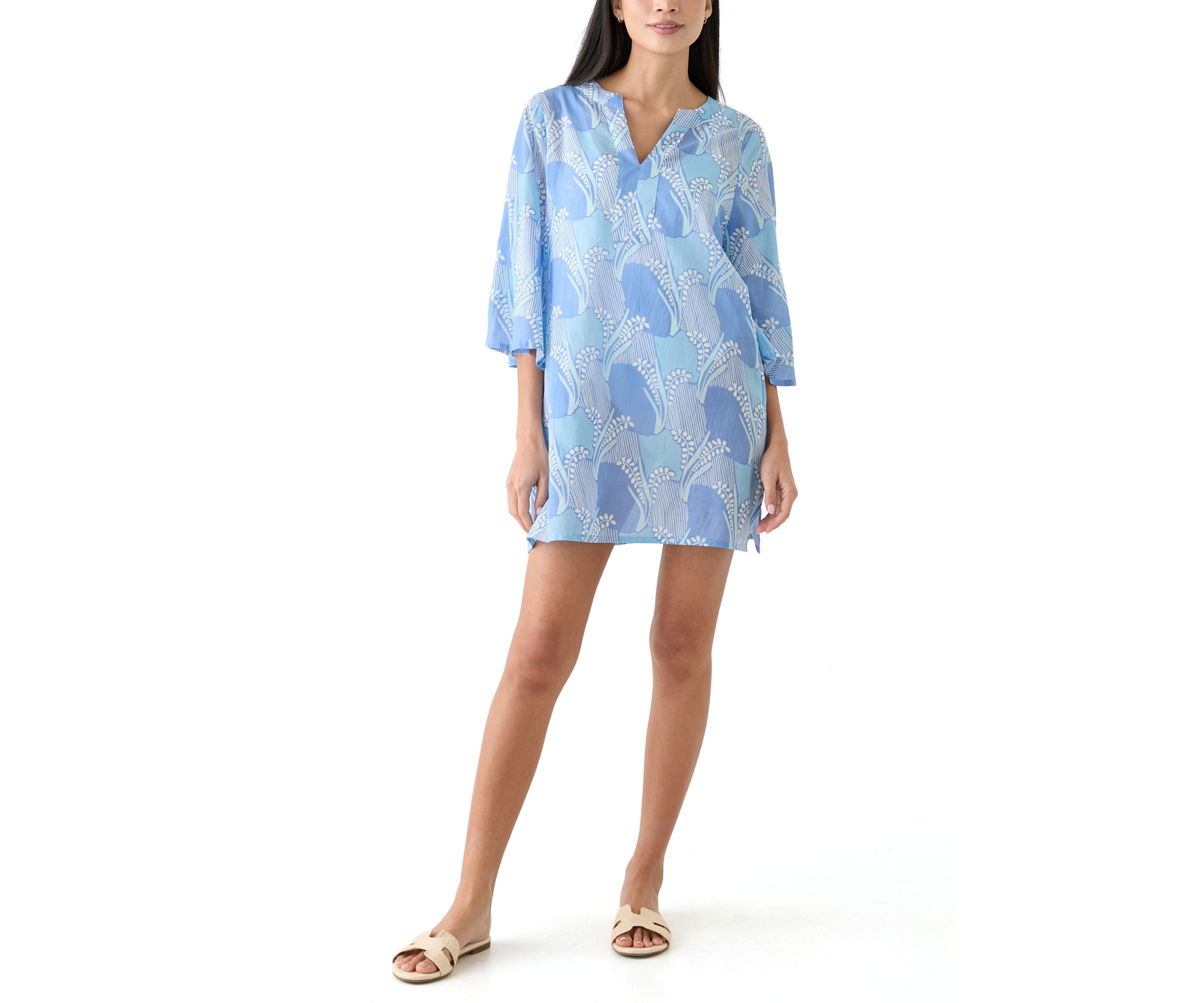 Womens 3/4 Sleeve Color Me Sweet Swim Cover Up caftan