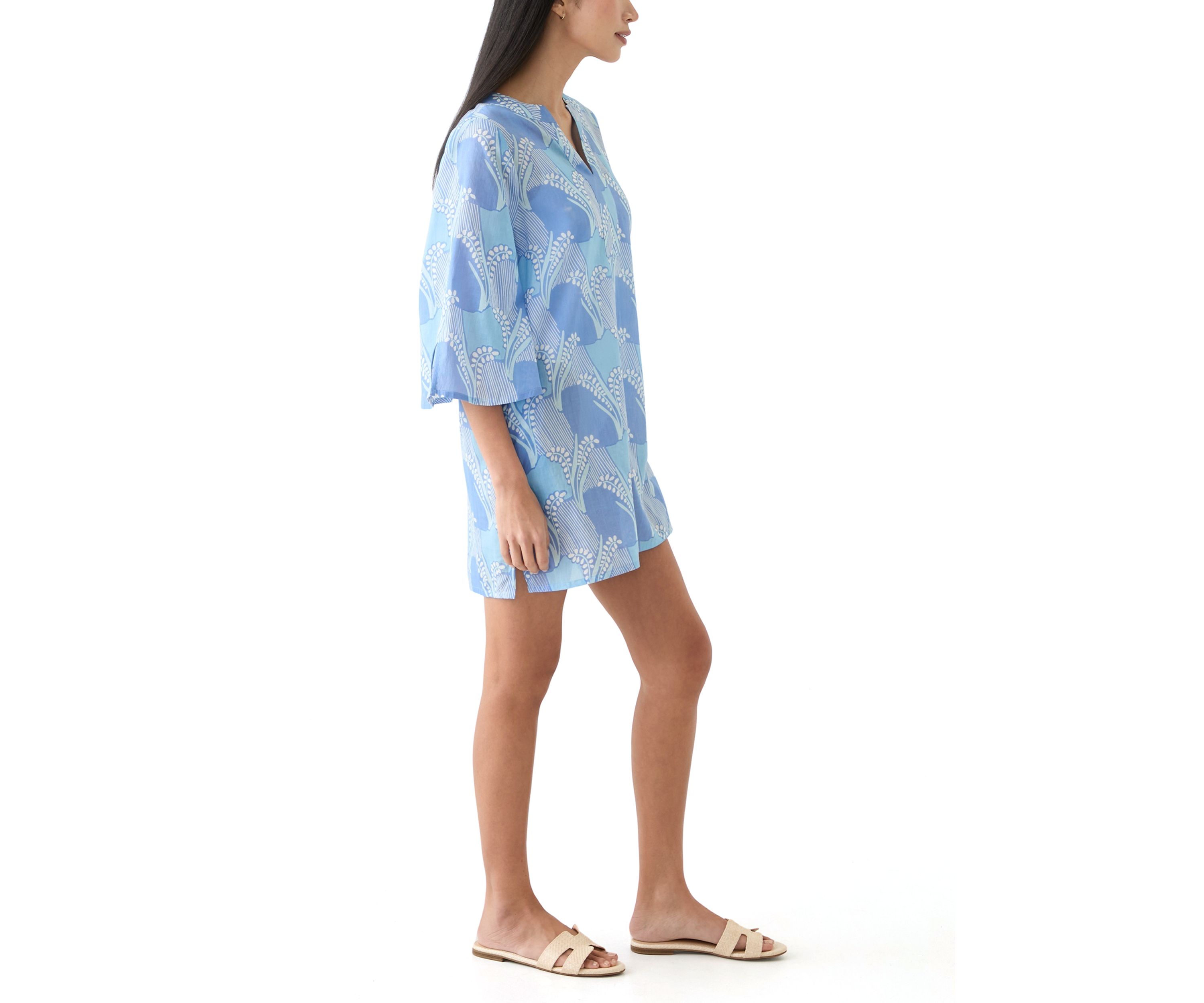 Womens 3/4 Sleeve Color Me Sweet Swim Cover Up caftan
