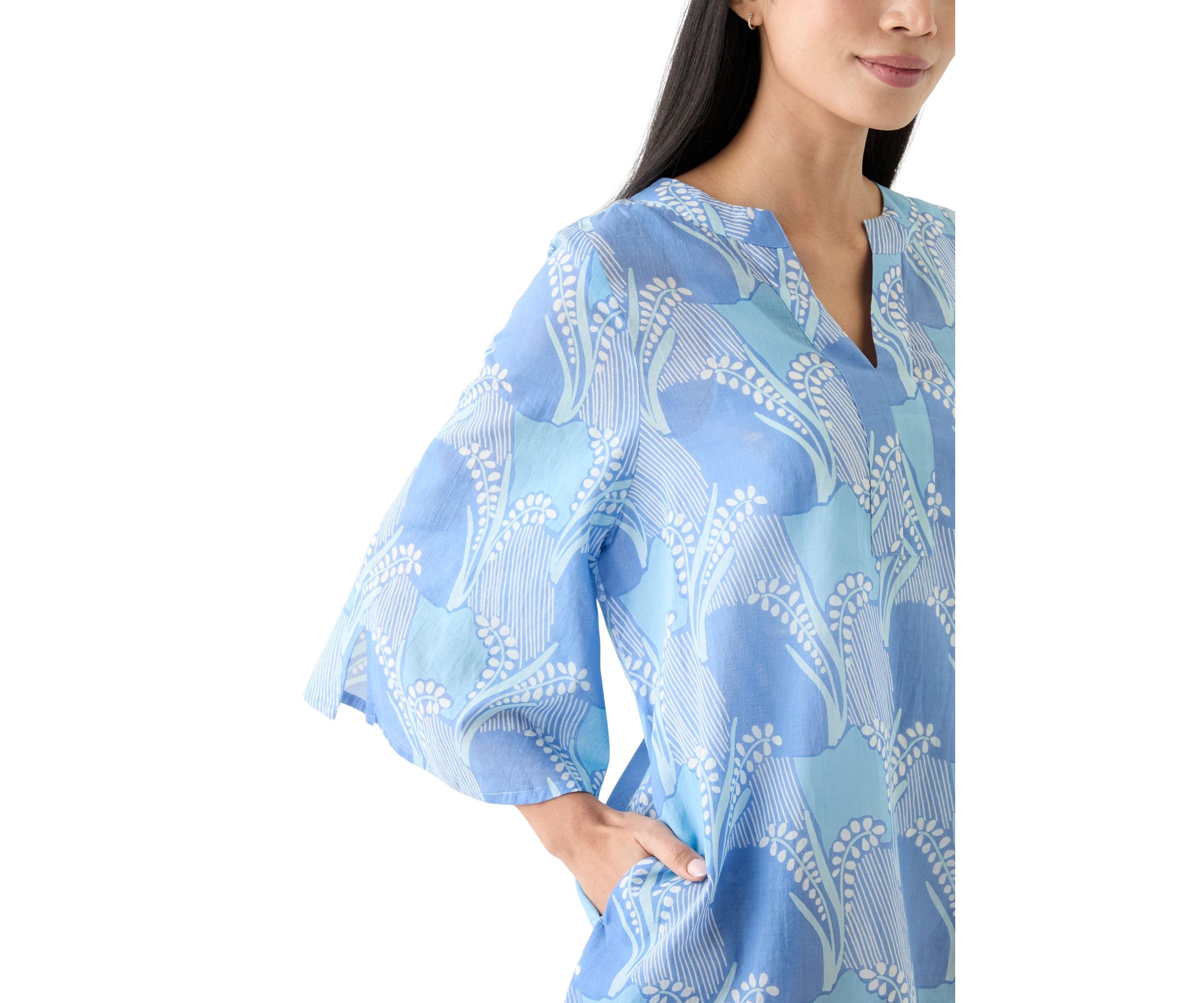 Womens 3/4 Sleeve Color Me Sweet Swim Cover Up caftan