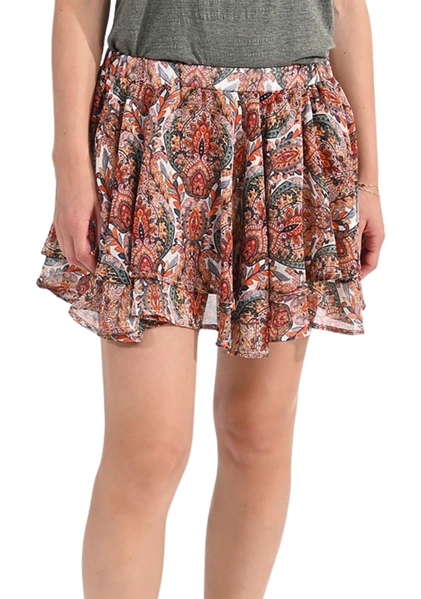 Womens Printed Flowy Mini Skirt