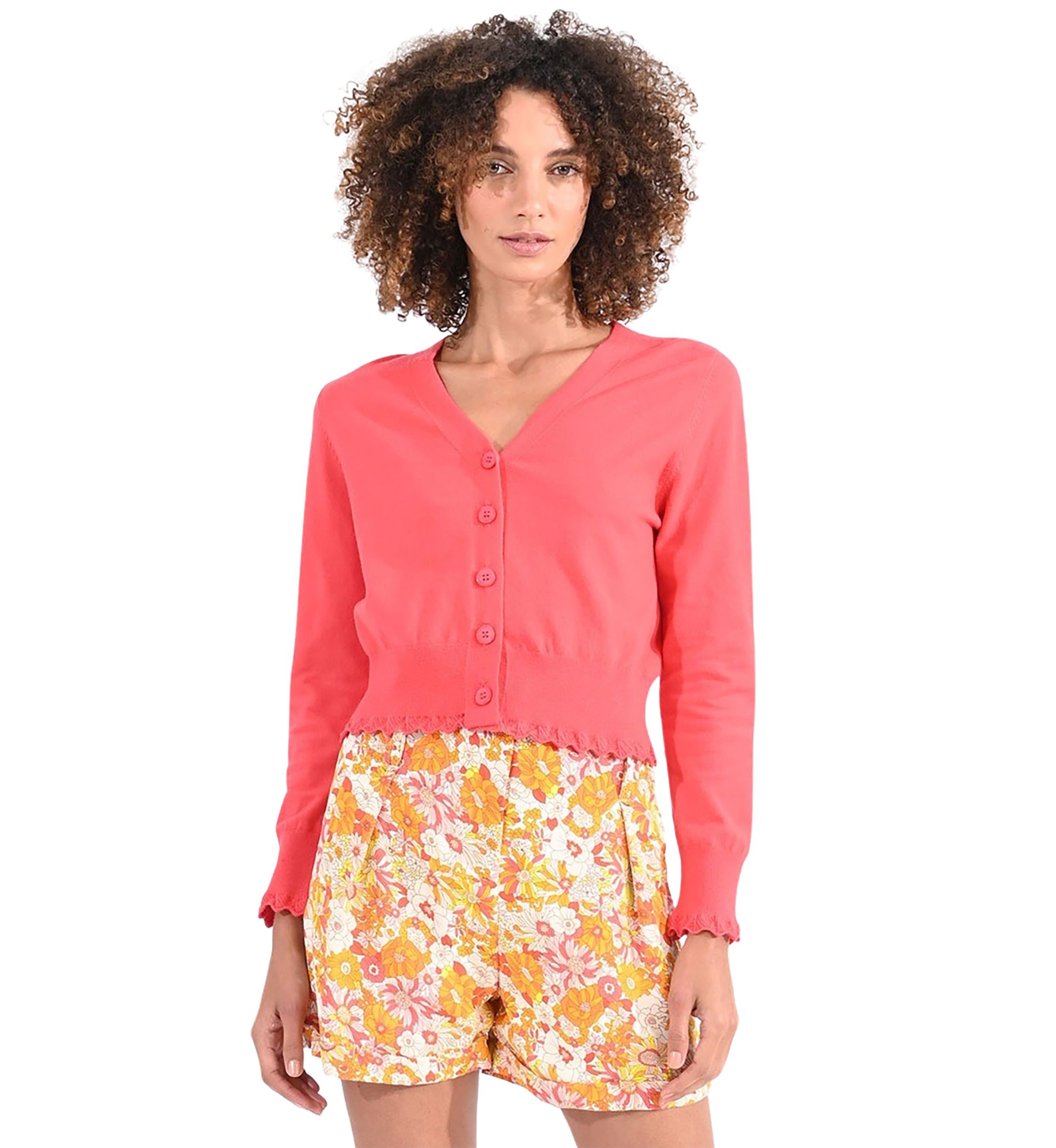 Womens Button Front Fitted Cardigan 