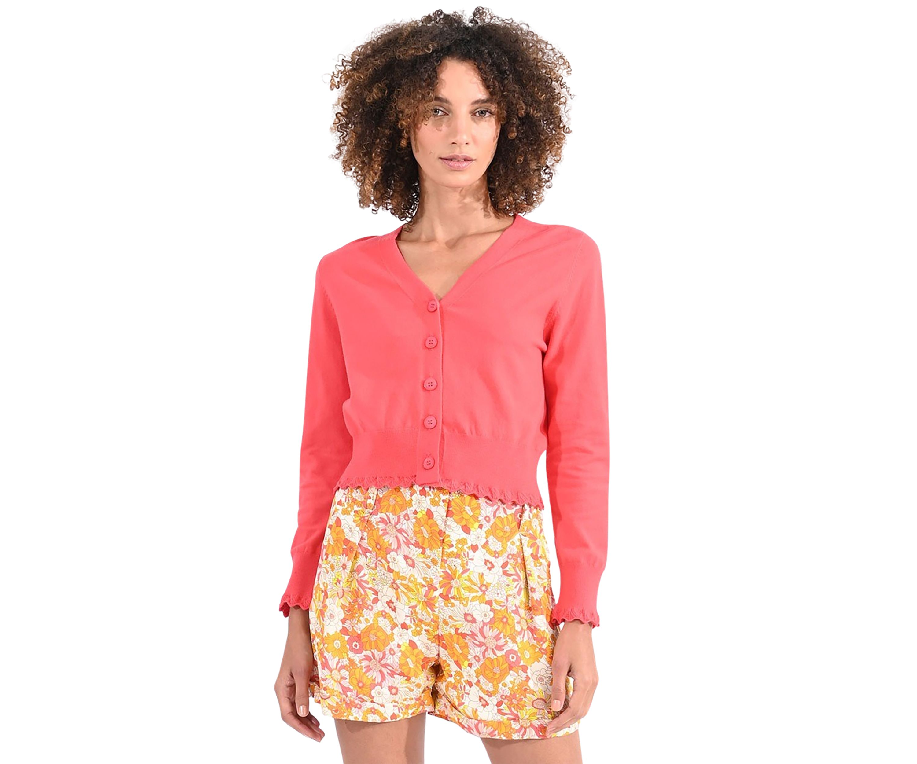 Womens Button Front Fitted Cardigan 