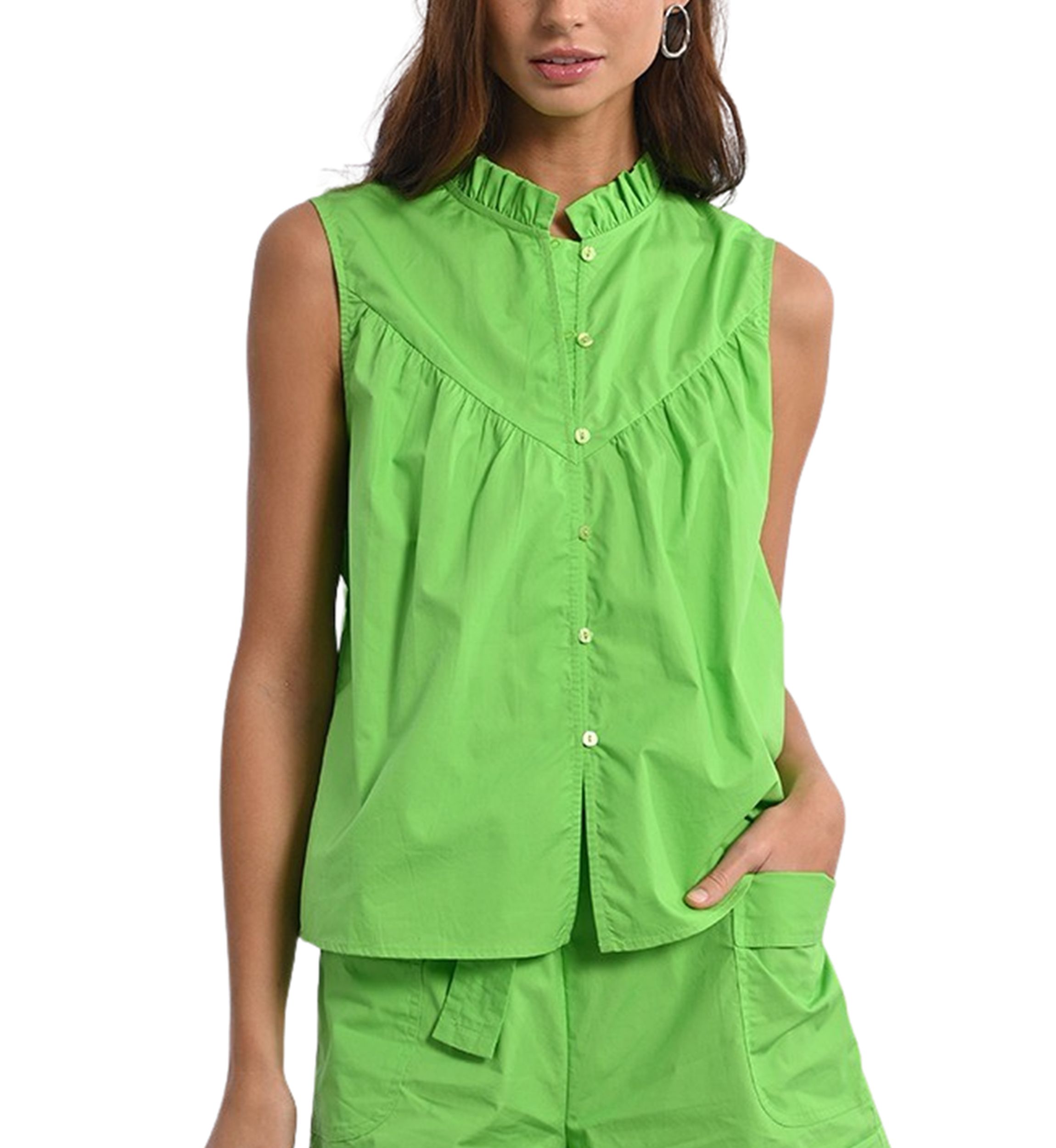 Womens Sleeveless Woven Shirt