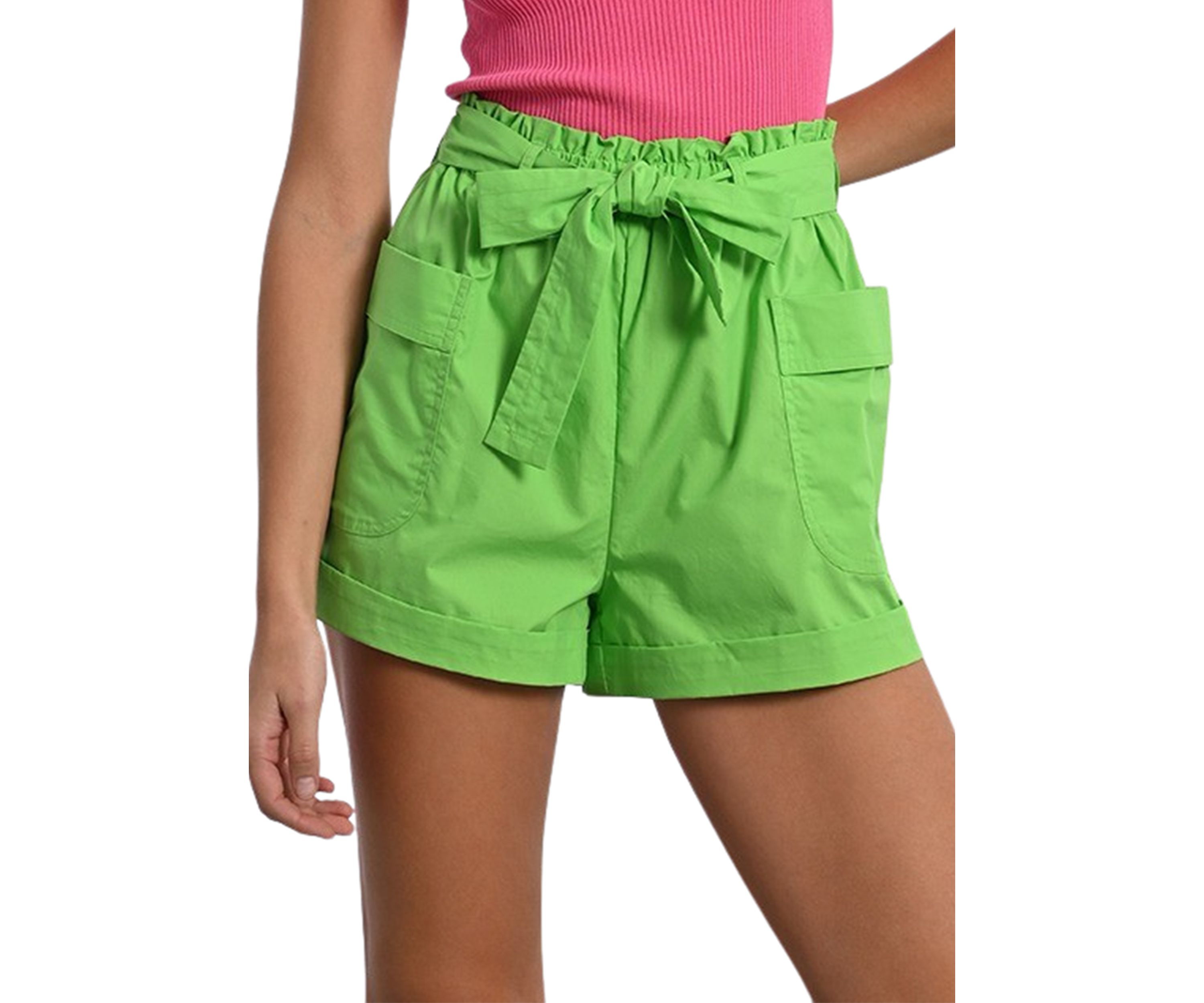 Womens Tie Waist Woven Shorts