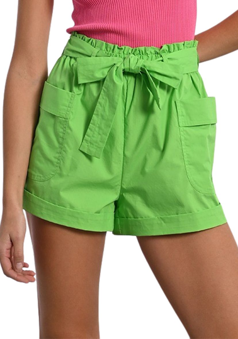 Womens Tie Waist Woven Shorts