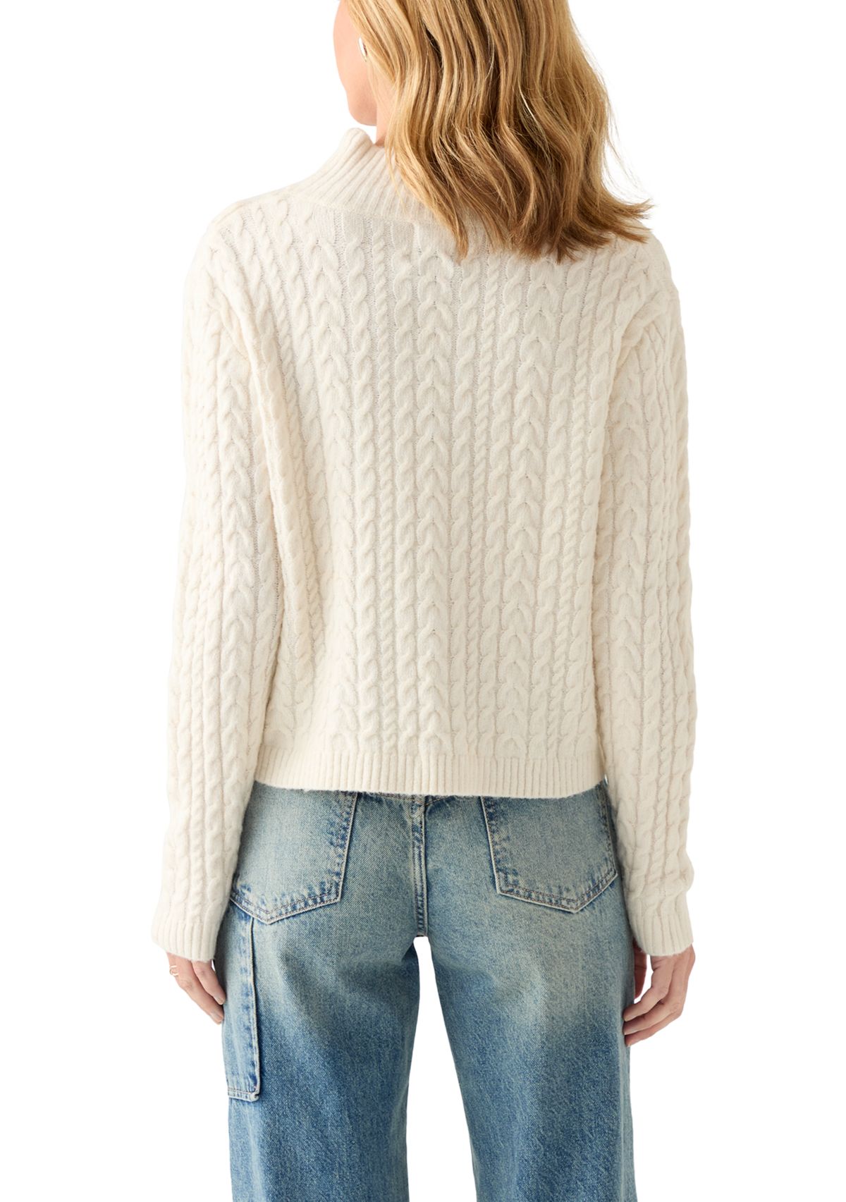 Womens Cross Front Cable Sweater 