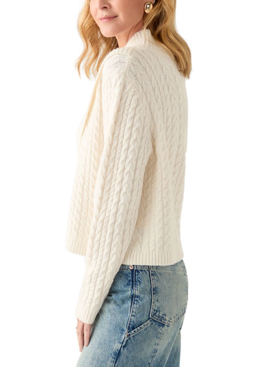 Womens Cross Front Cable Sweater 