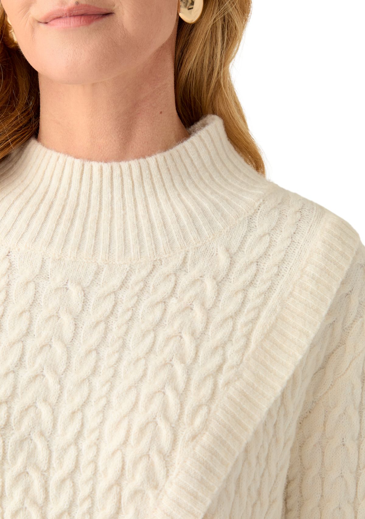 Womens Cross Front Cable Sweater 