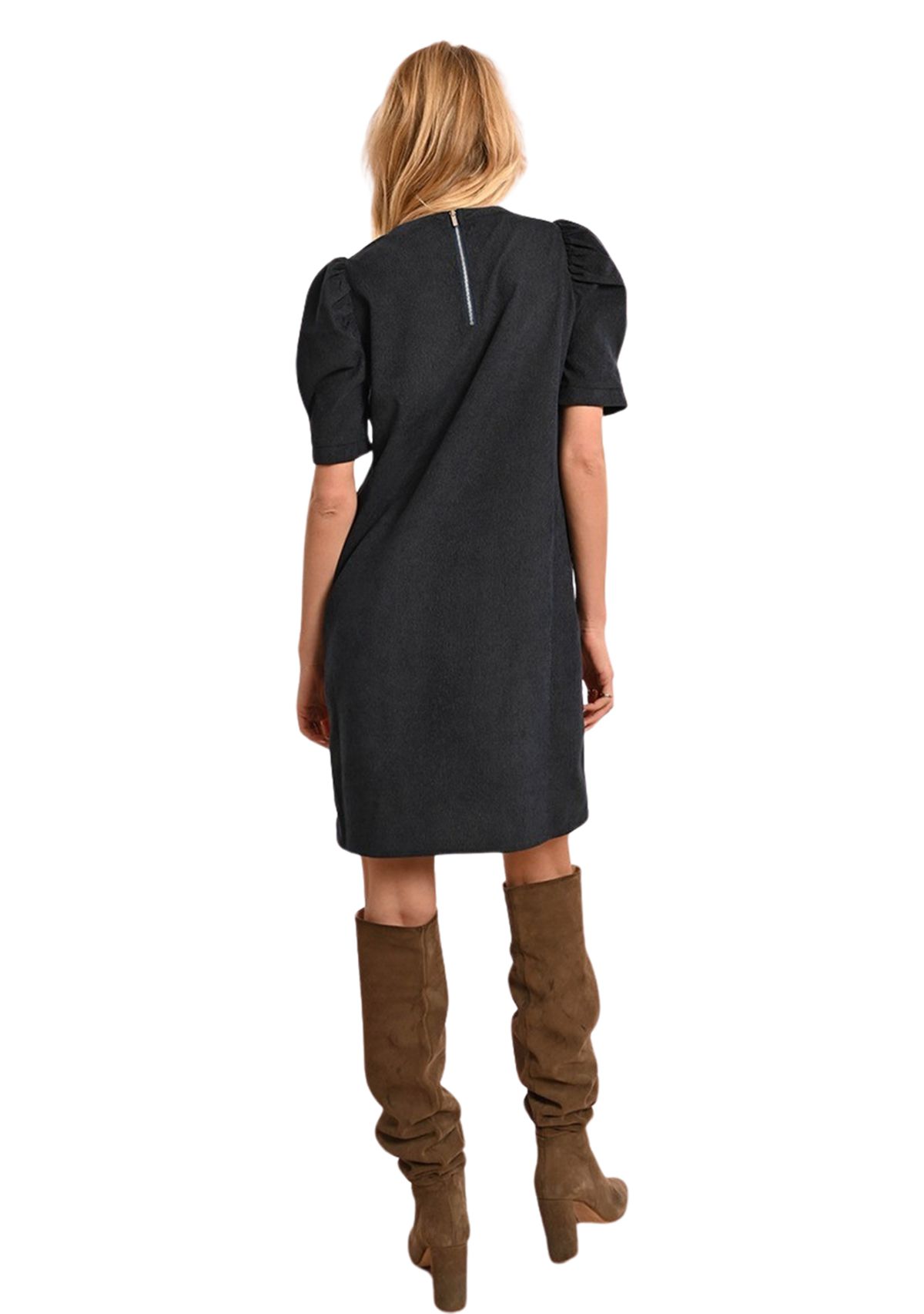 Womens Puff Sleeve Corduroy Dress