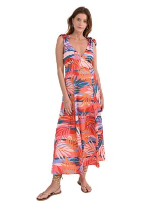 Women's Sleeveless Tropical Printed Maxi Dress