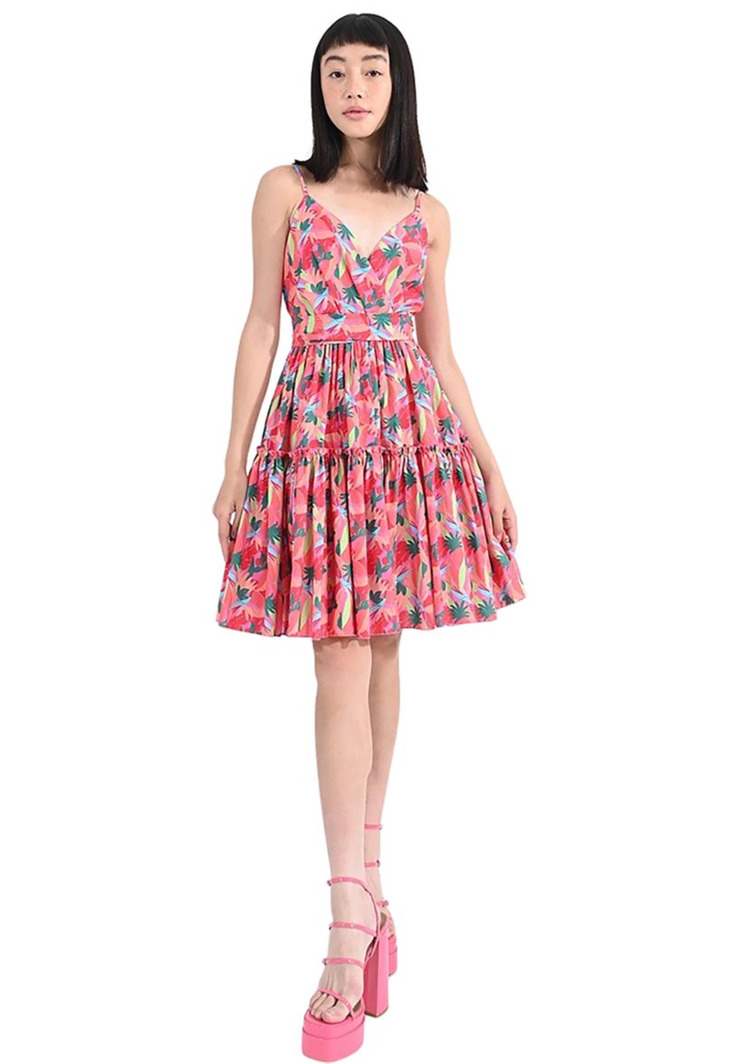 Womens Printed Tie Back Dress