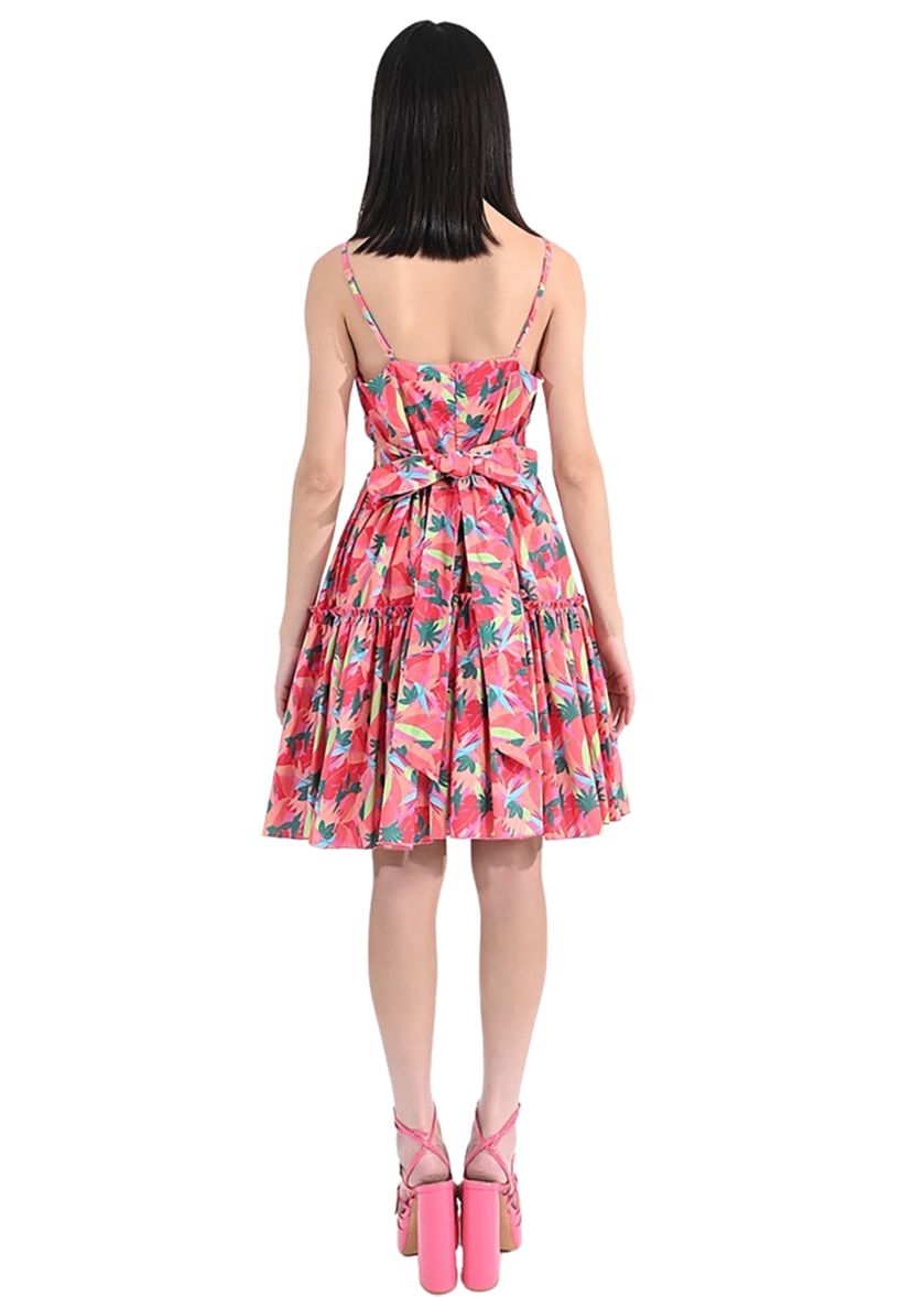 Womens Printed Tie Back Dress