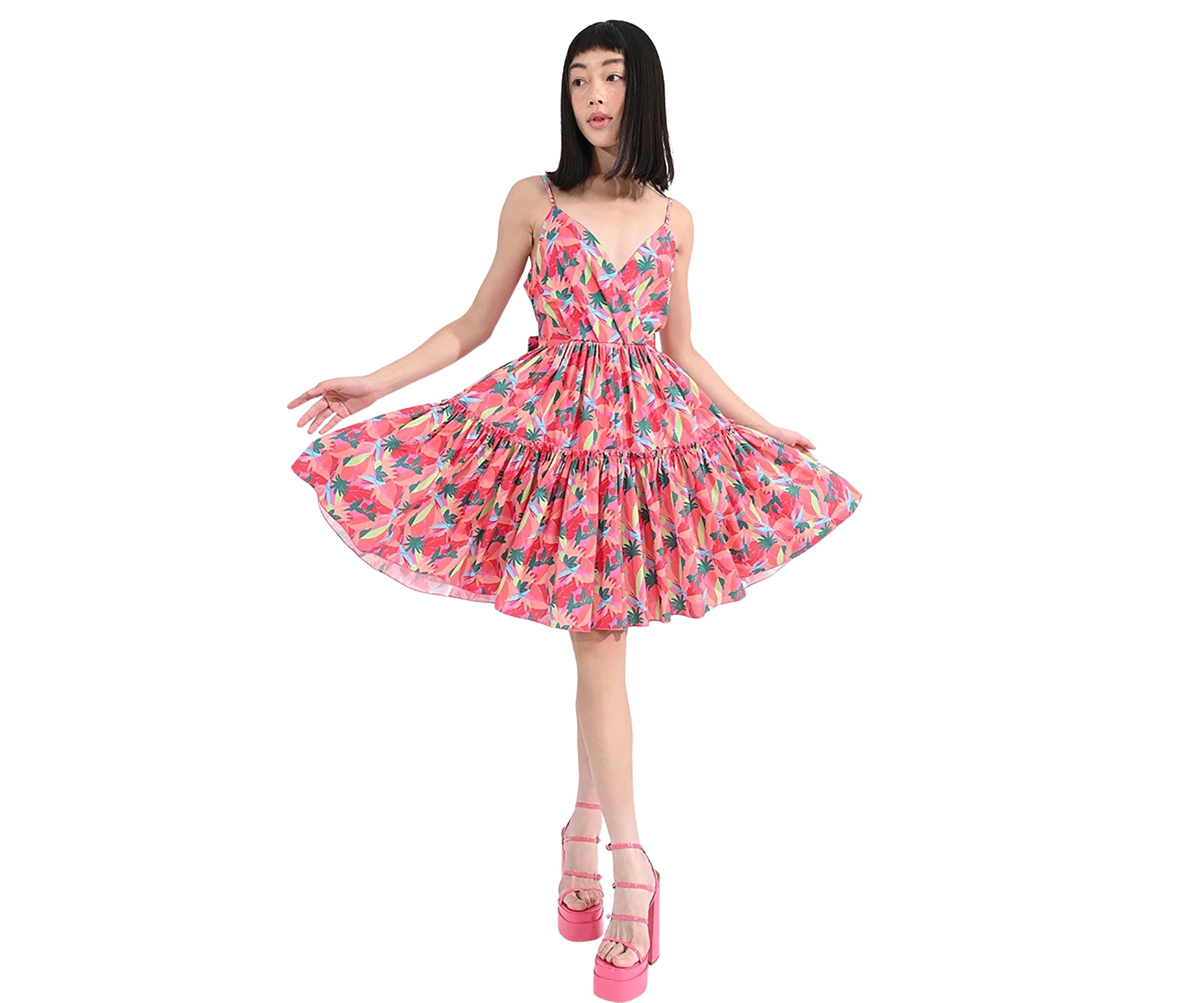 Womens Printed Tie Back Dress