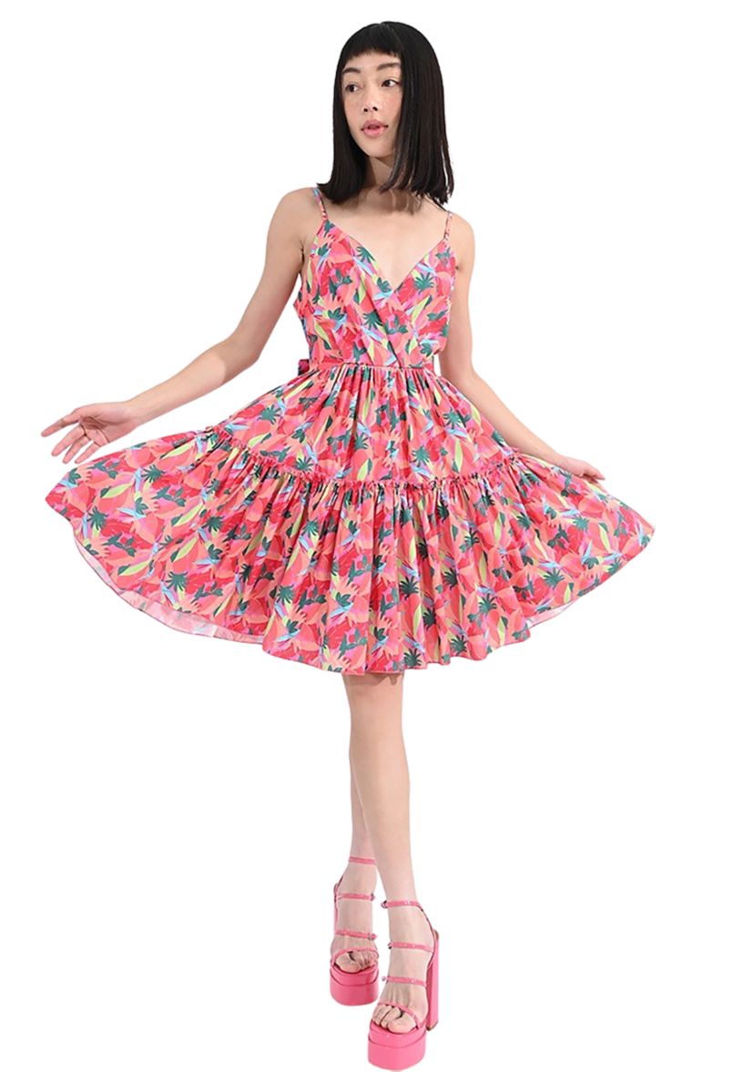 Womens Printed Tie Back Dress