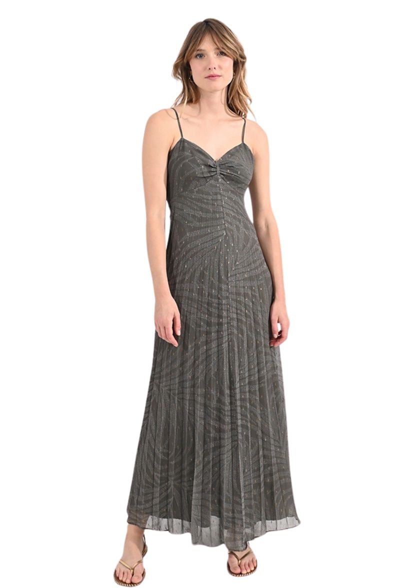 Womens Sleeveless V-Neck Mesh Maxi Dress