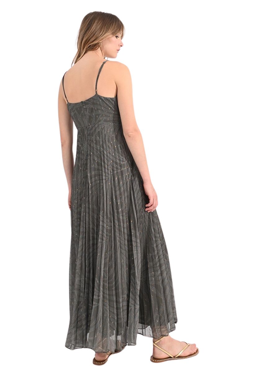 Womens Sleeveless V-Neck Mesh Maxi Dress