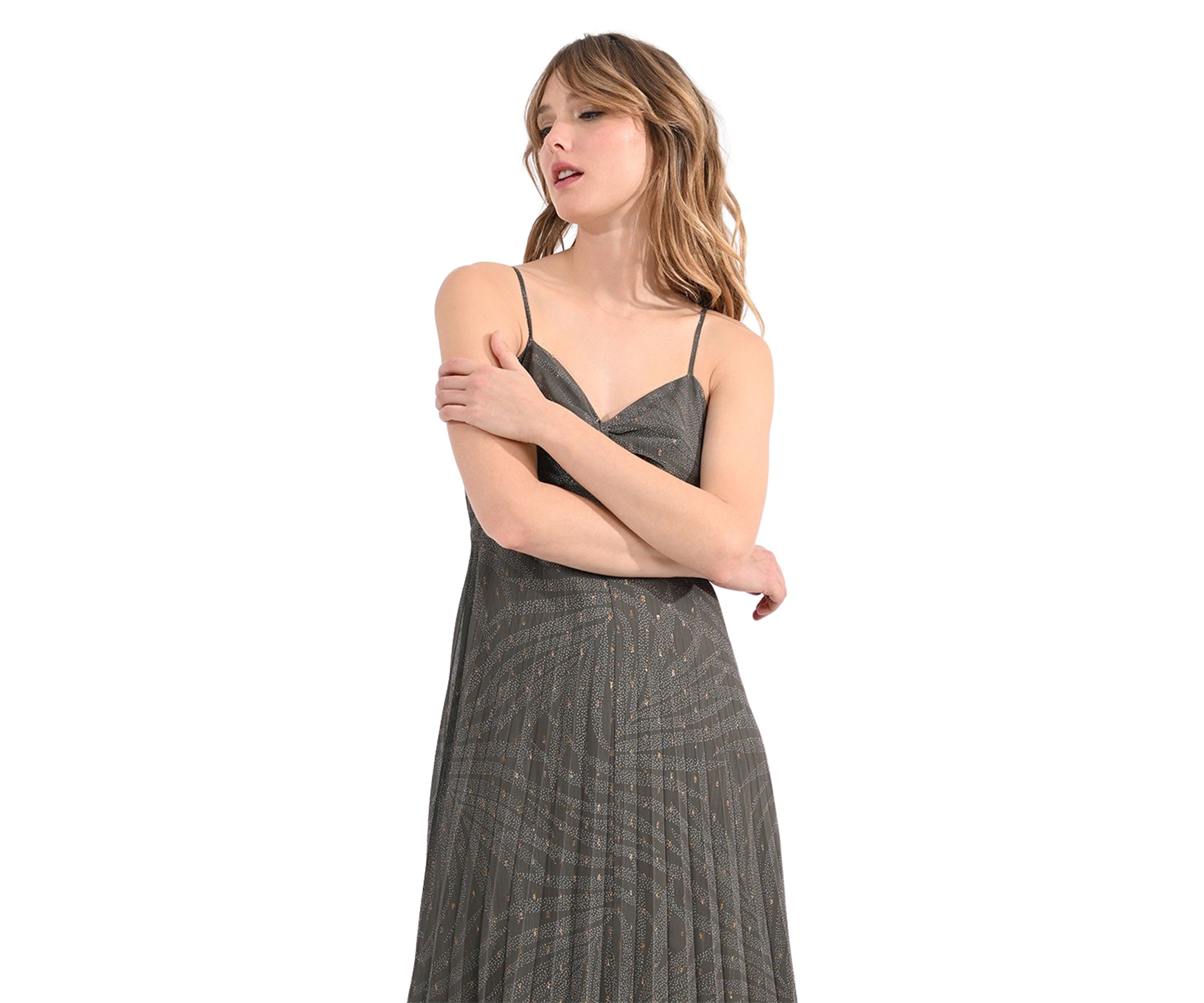 Womens Sleeveless V-Neck Mesh Maxi Dress