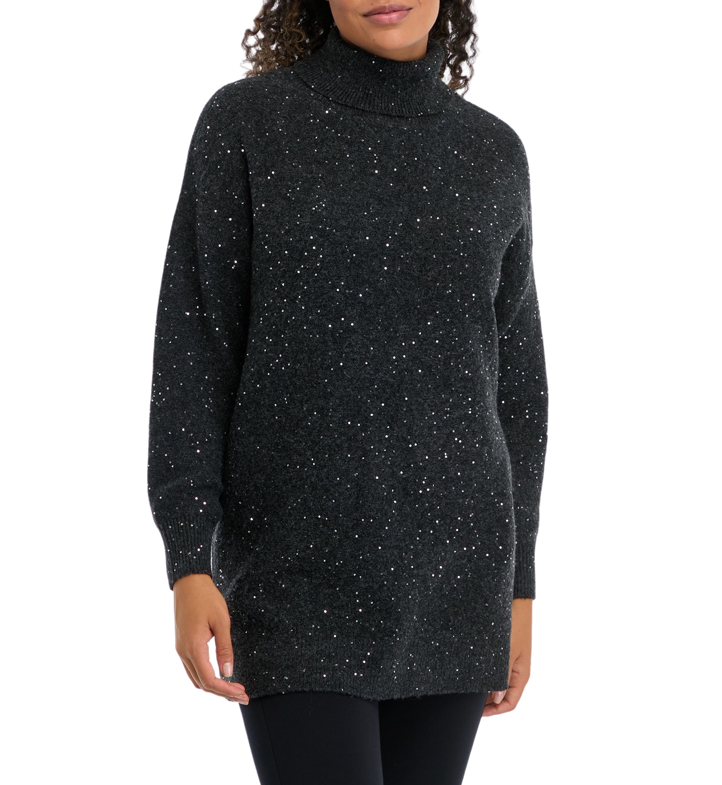 Womens Sequin Tunic Sweater 