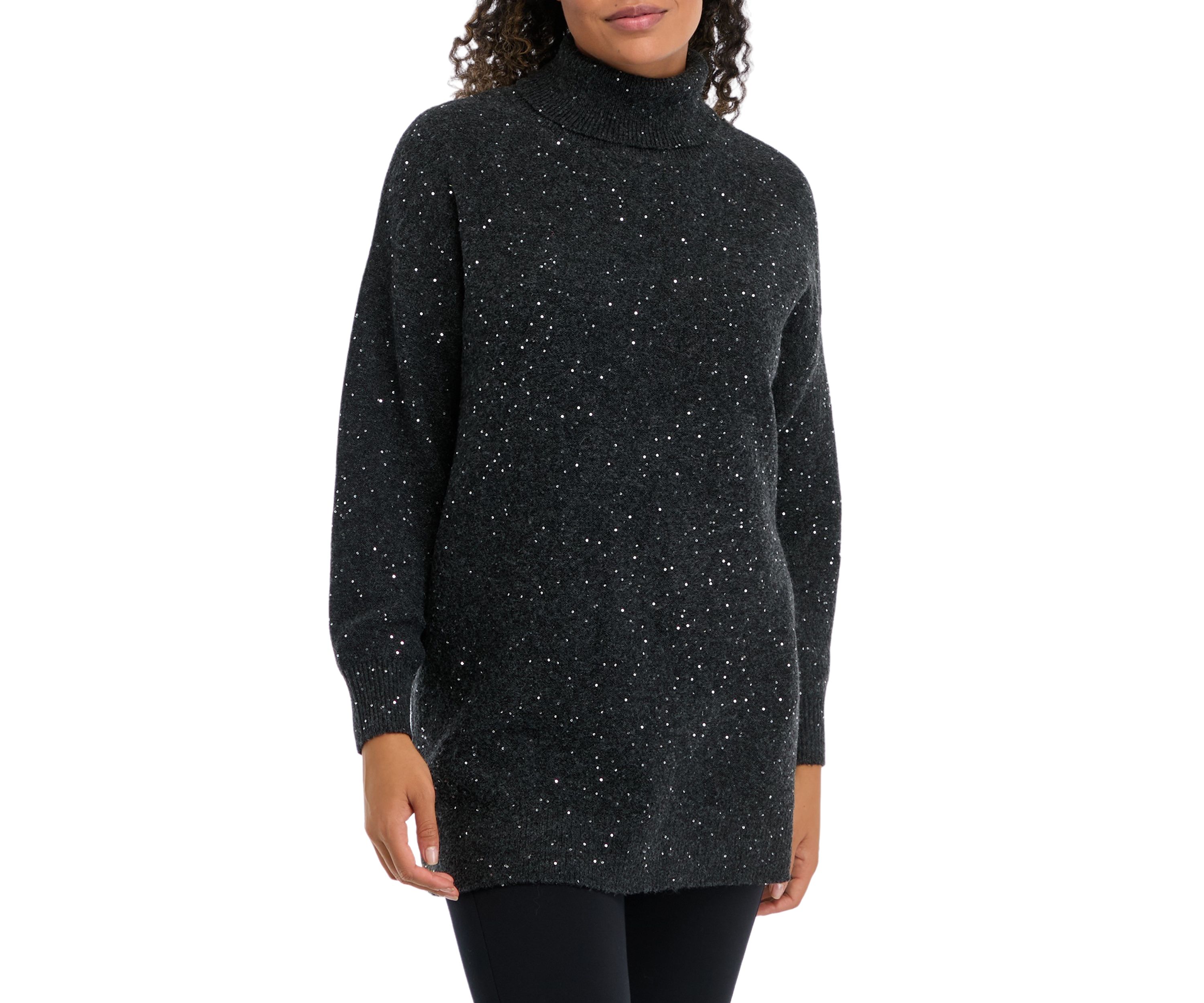 Womens Sequin Tunic Sweater 