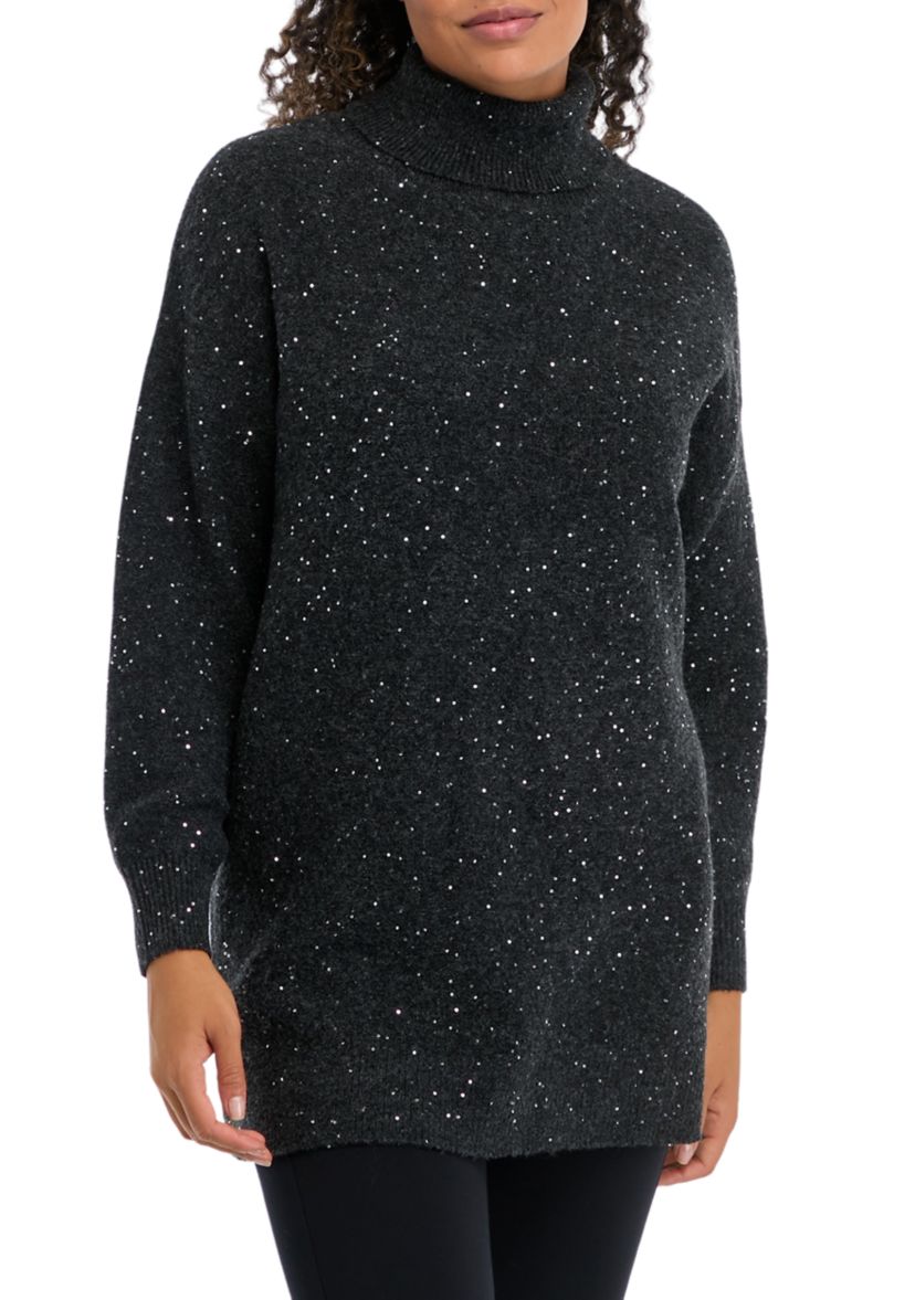Womens Sequin Tunic Sweater 