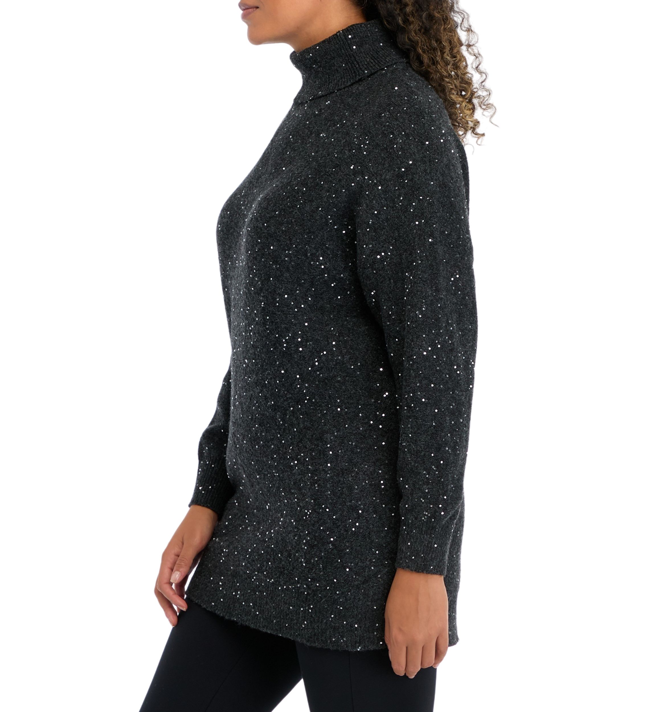 Womens Sequin Tunic Sweater 
