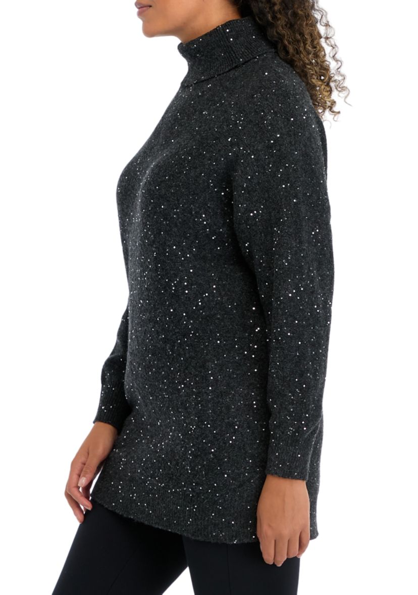 Womens Sequin Tunic Sweater 