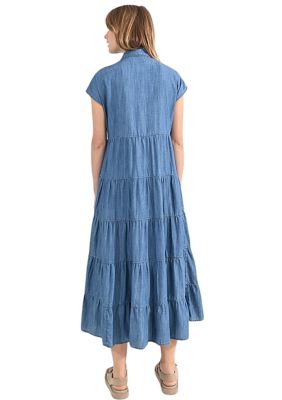 Women's Tiered Denim Midi Dress