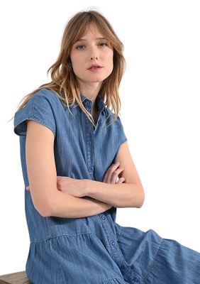 Women's Tiered Denim Midi Dress