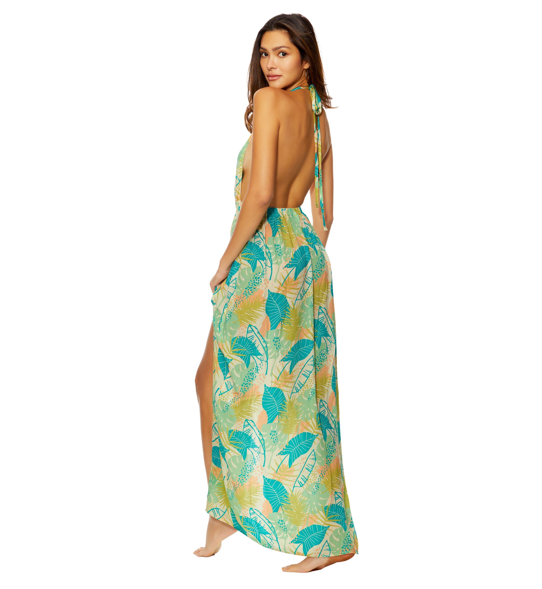 Tahiti V-Neck Halter Swim Cover Up Dress