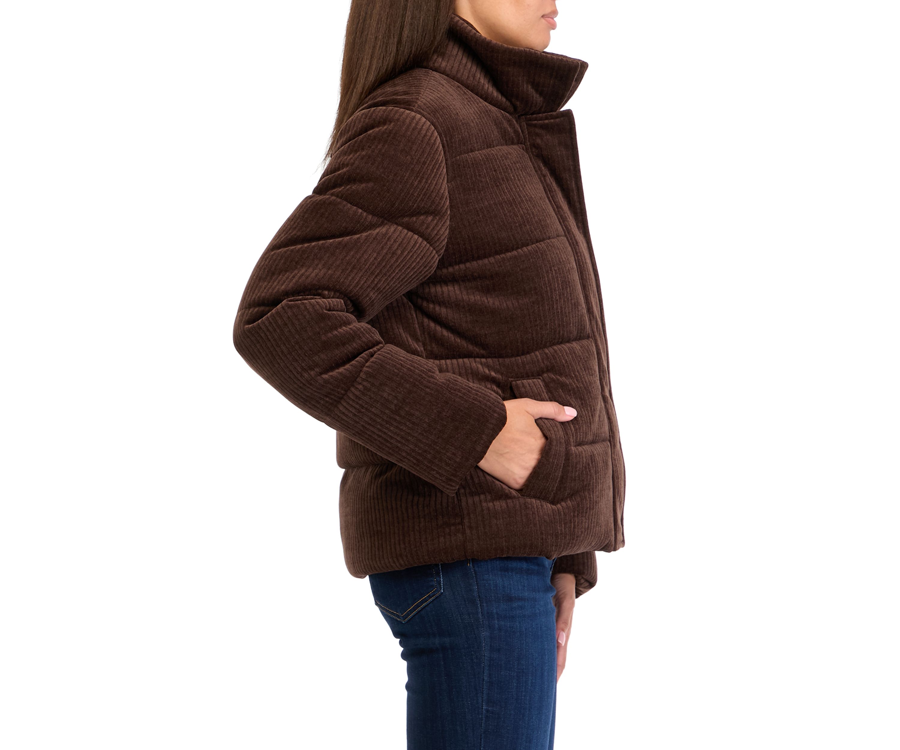 Petite Corduroy Puffer Coat