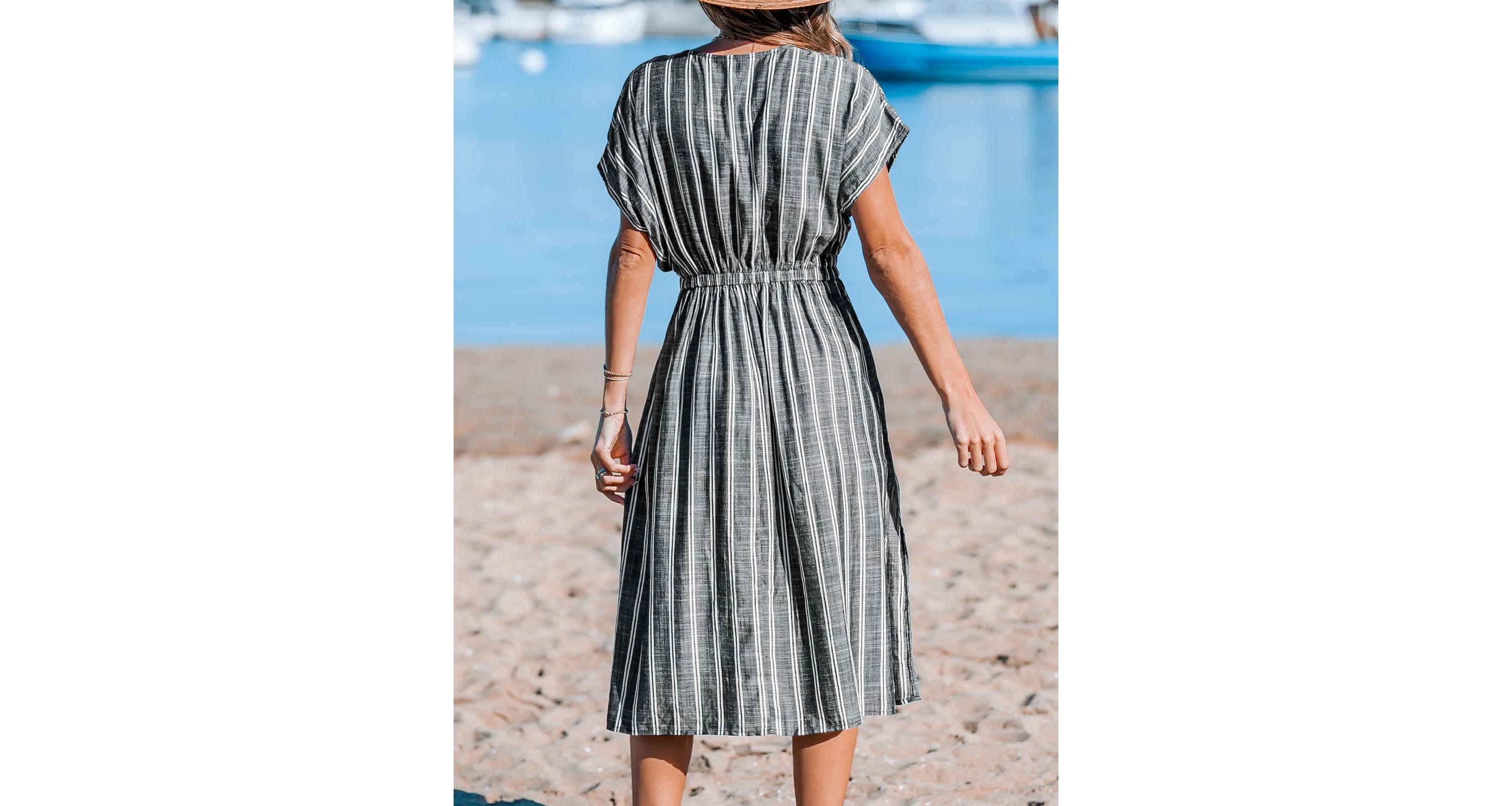 Cupshe Women's Striped Side Split Midi Cover-Up Dress - Cupshe | Belk