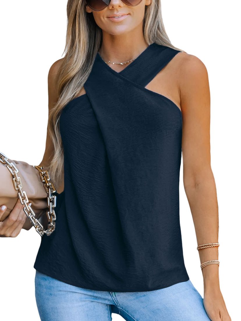 Cupshe Women's Chic Navy Cross-Front Tank Top | Belk