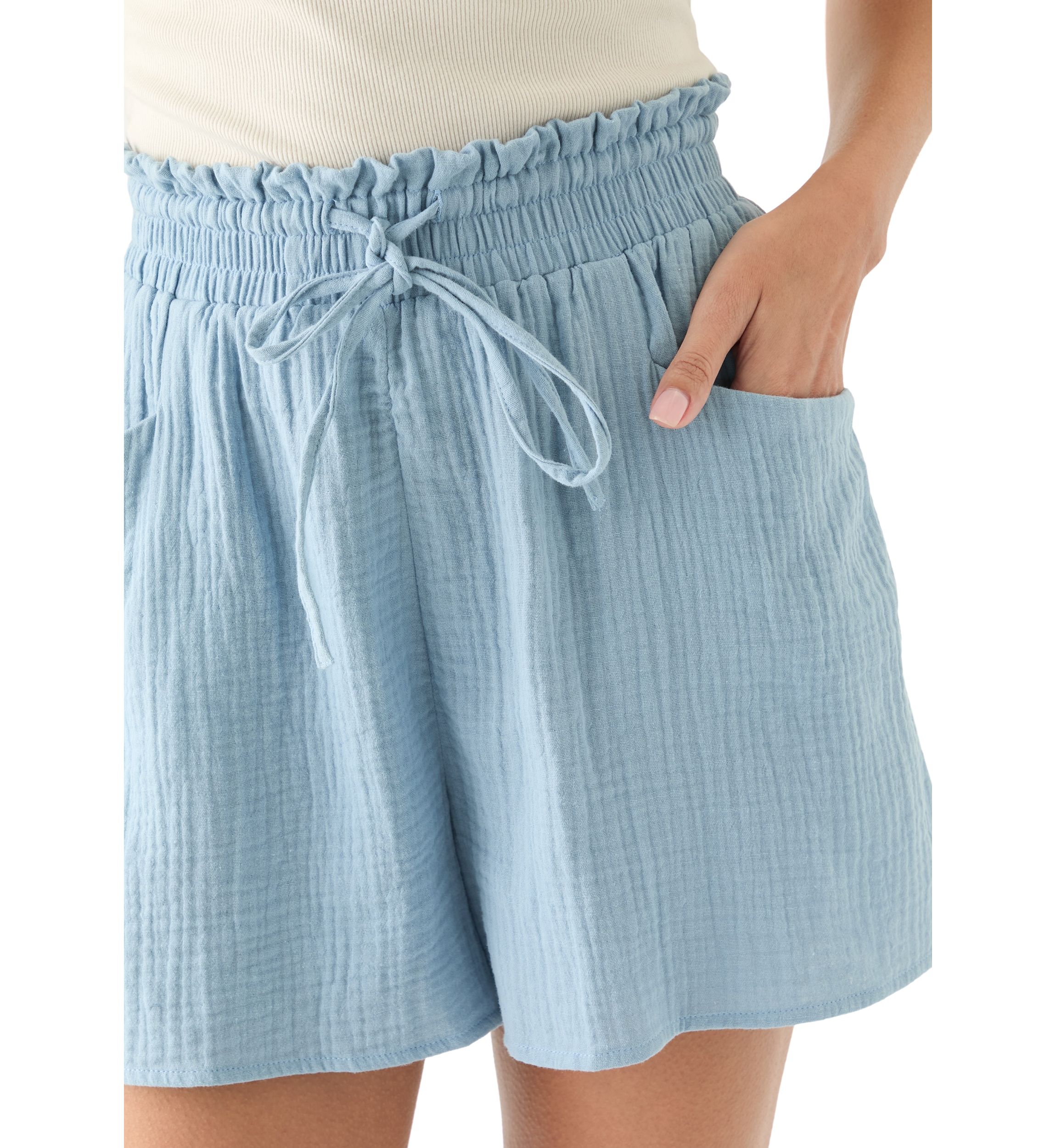 Womens Cotton Pull On Shorts with Drawstring