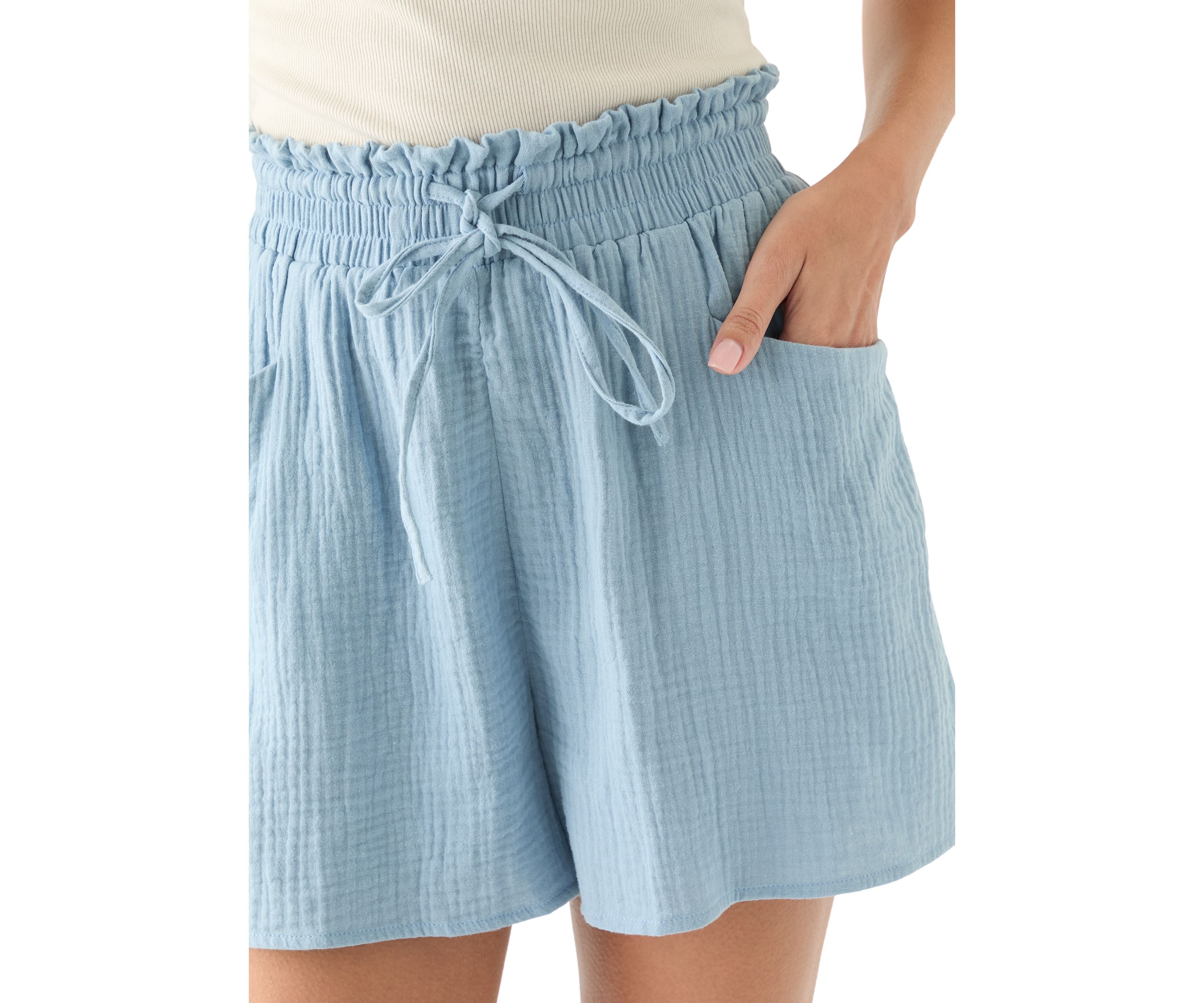 Womens Cotton Pull On Shorts with Drawstring