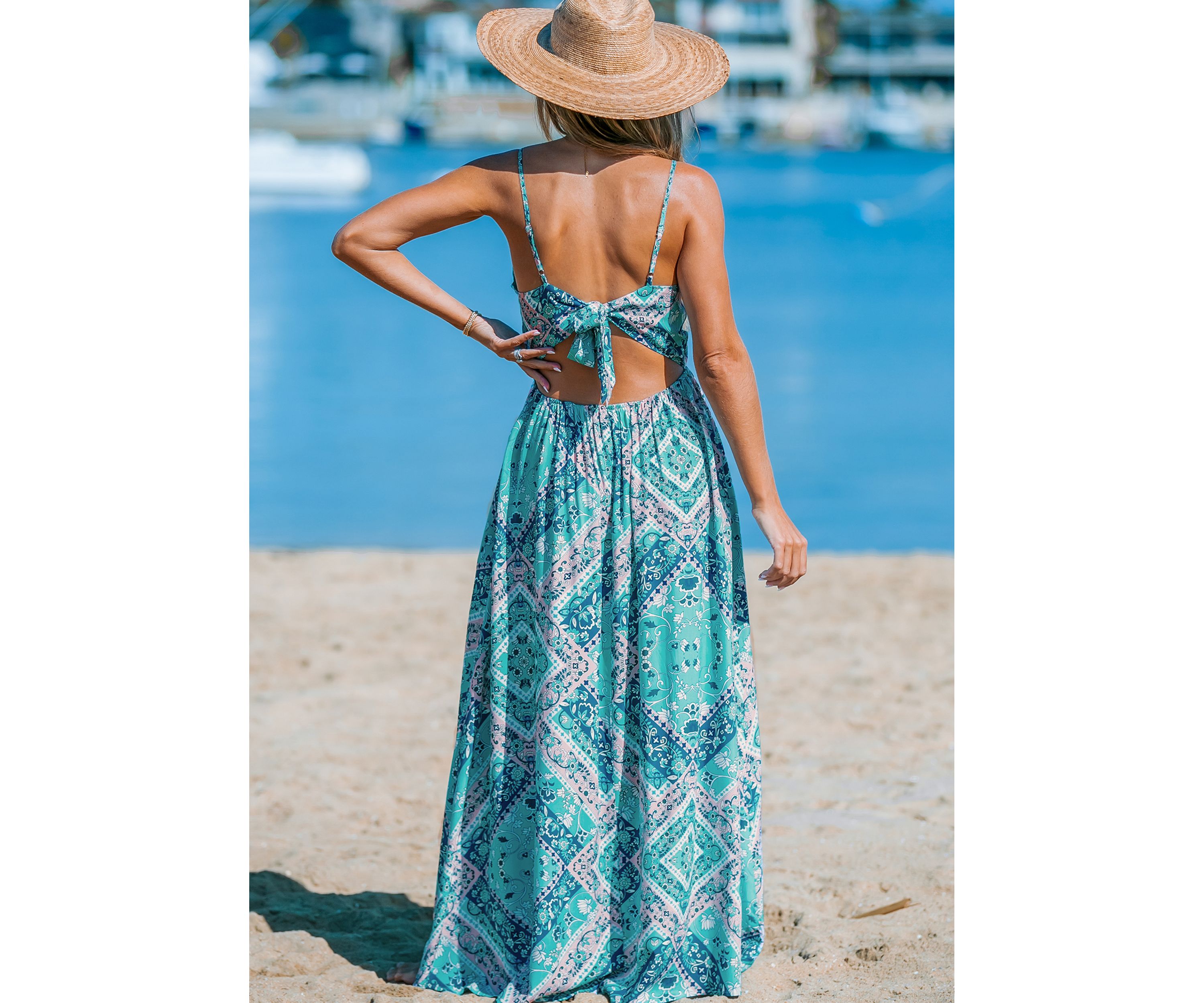 Womens Patchwork Print Wrap Front Dress 