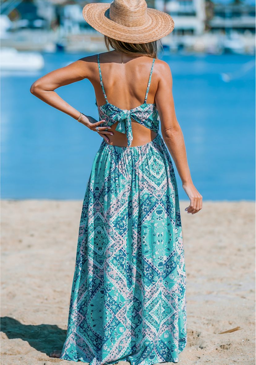 Womens Patchwork Print Wrap Front Dress 