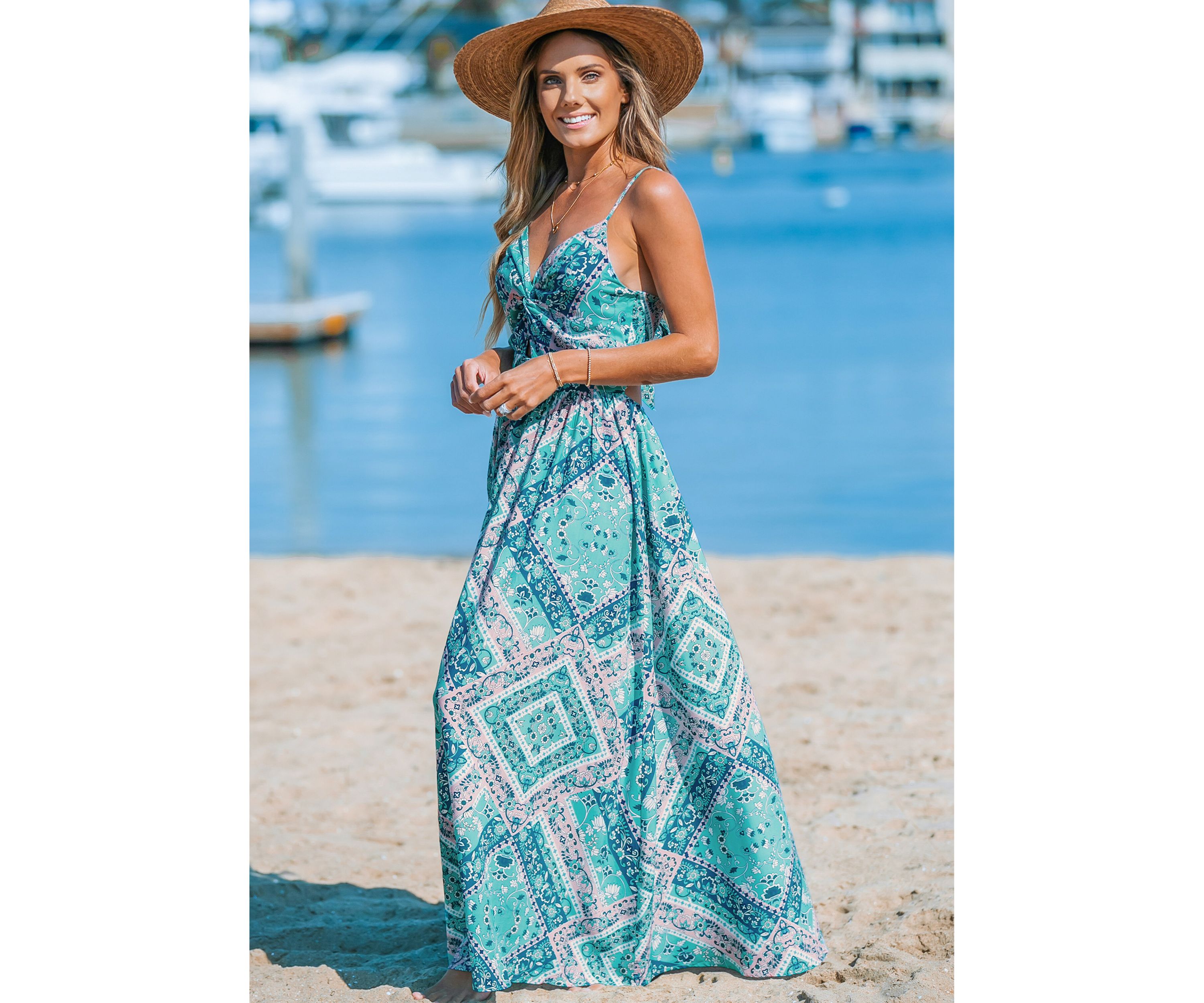 Womens Patchwork Print Wrap Front Dress 