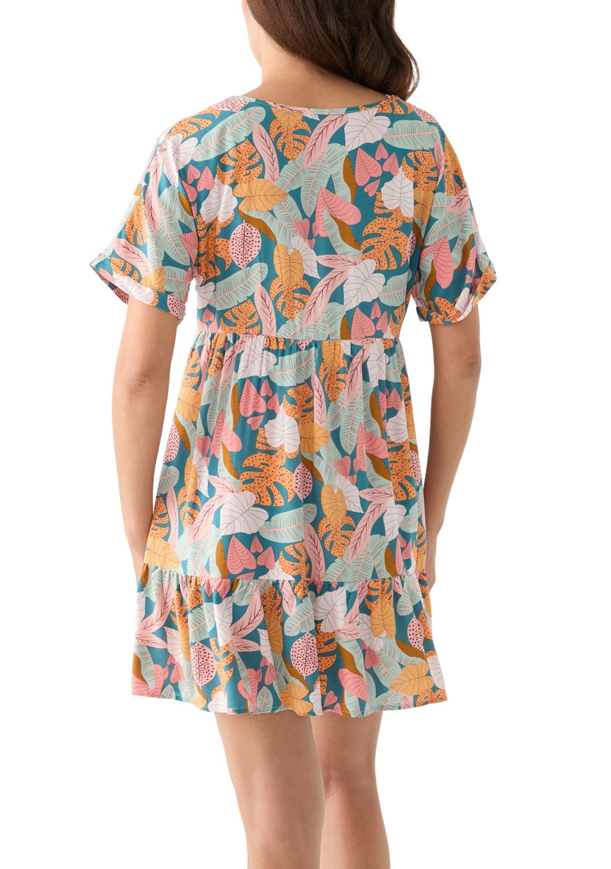Womens Soft Tropics Printed Ruffle Hem Dress