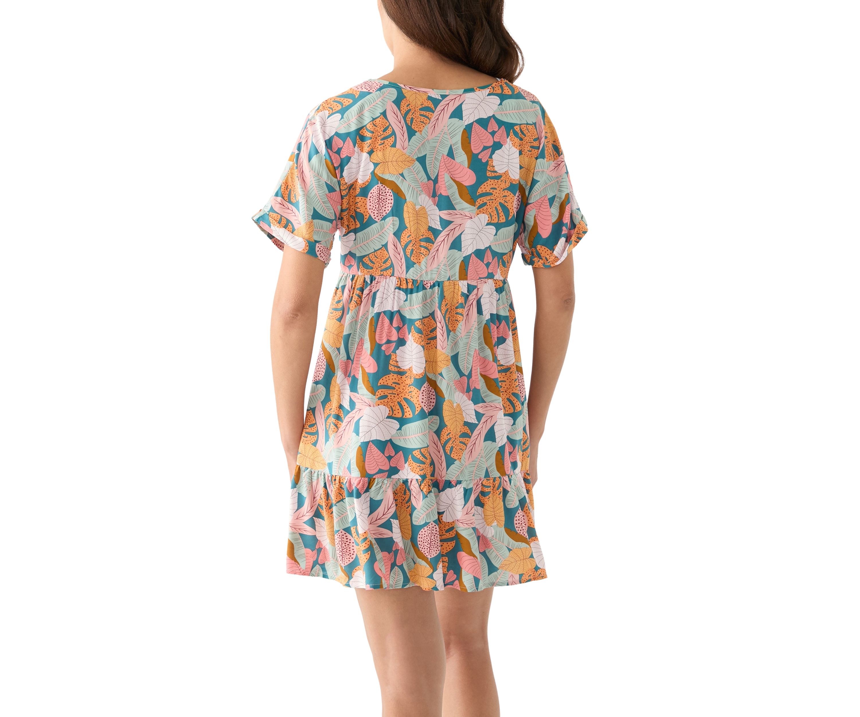 Womens Soft Tropics Printed Ruffle Hem Dress