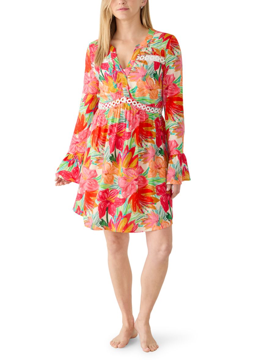 Cupshe Women's Lace Inset V-Neck Bell Sleeve Dress, Medium