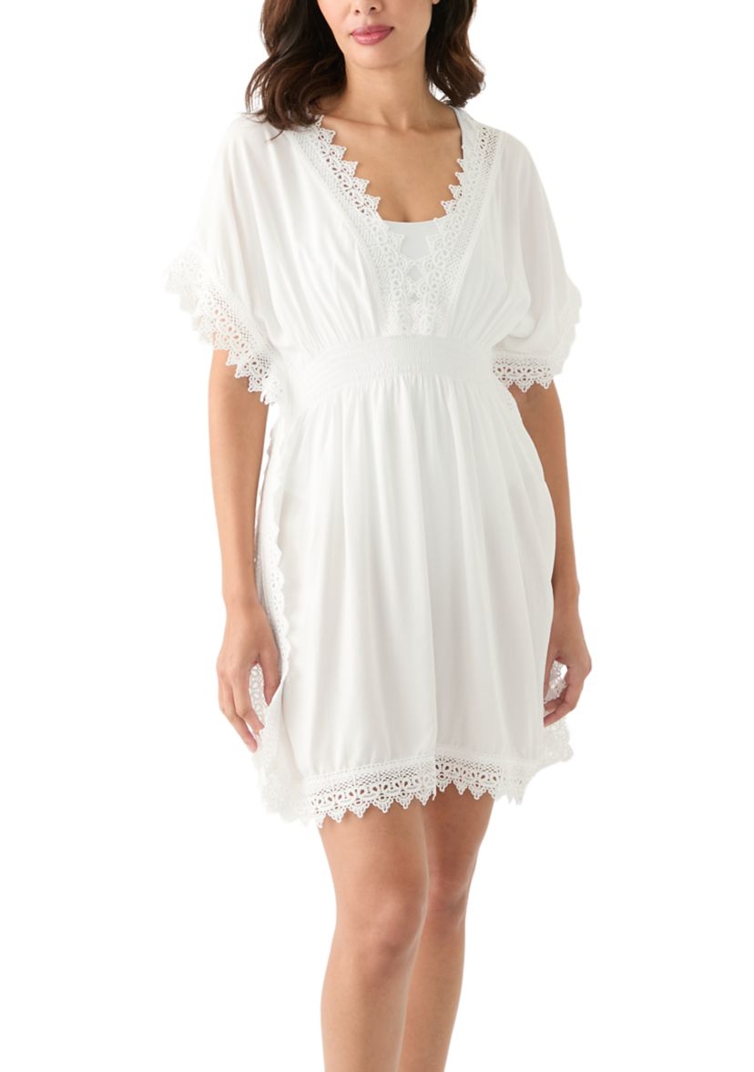 Womens Lace Hem Pullover Tunic with Side Slit 