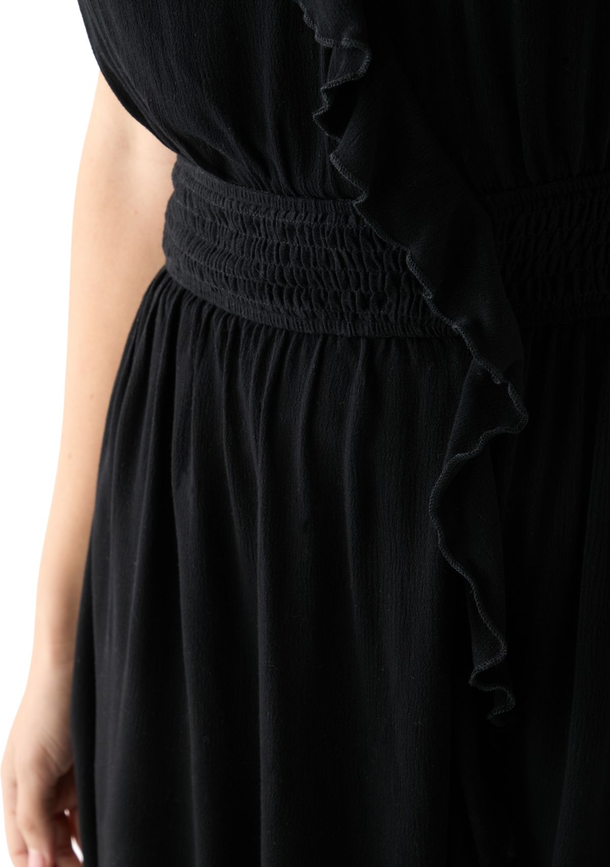 Womens Sleeveless Ruffle Smocked Coverup Dress