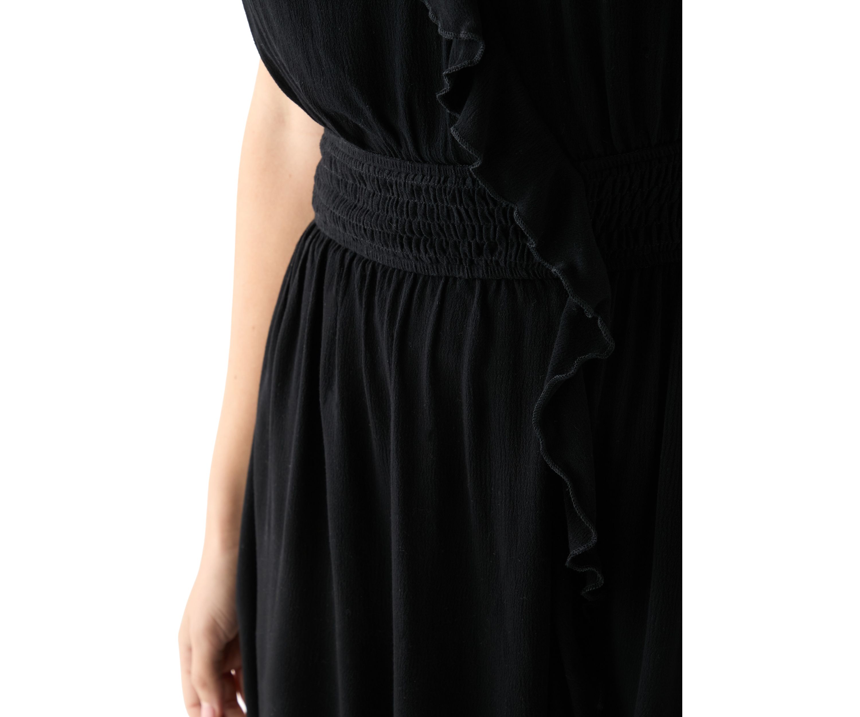 Womens Sleeveless Ruffle Smocked Coverup Dress