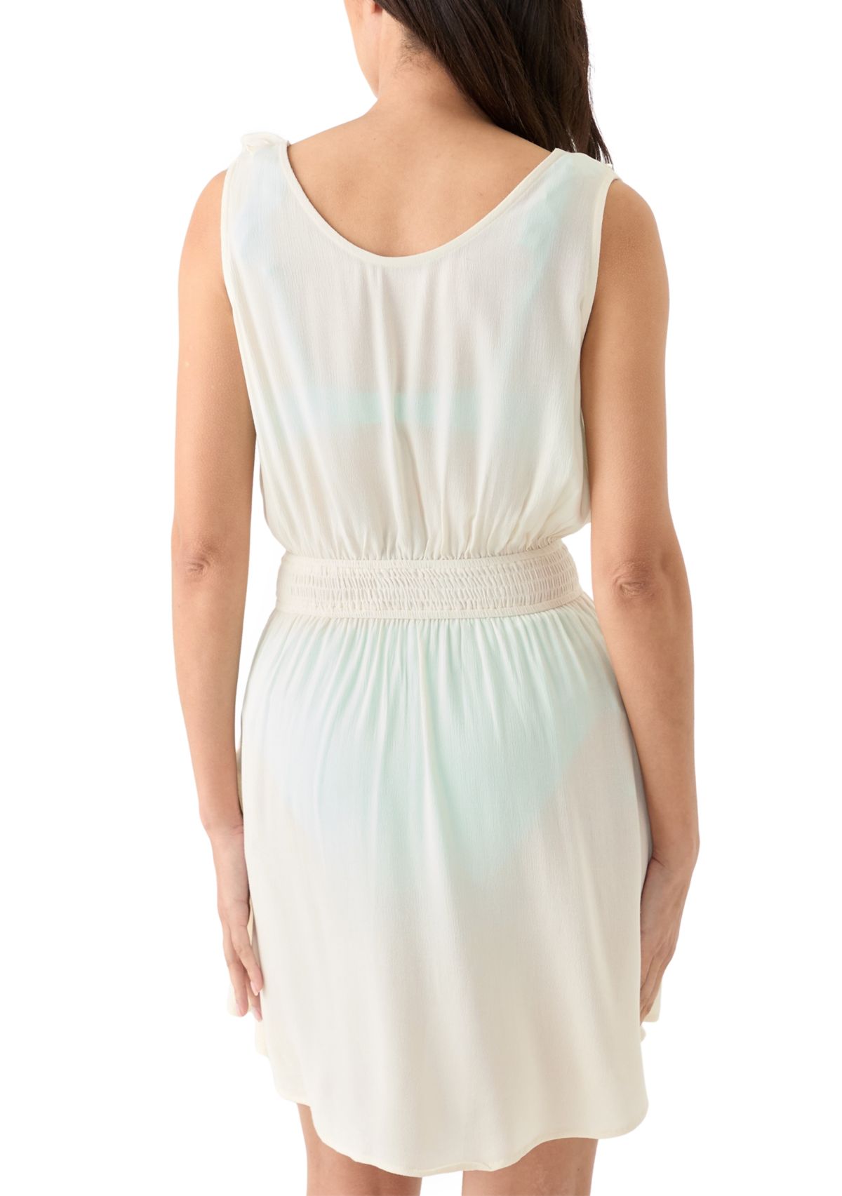 Ruffle Smocked Solid Swim Cover Up