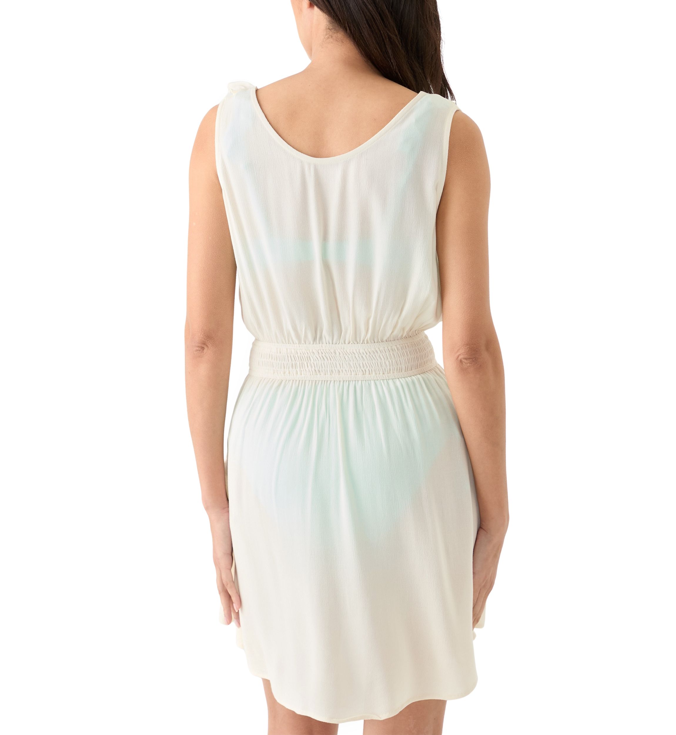 Ruffle Smocked Solid Swim Cover Up