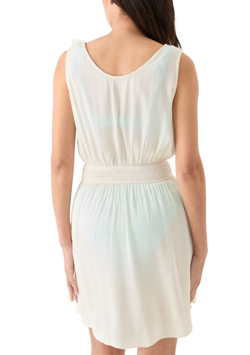 Ruffle Smocked Solid Swim Cover Up