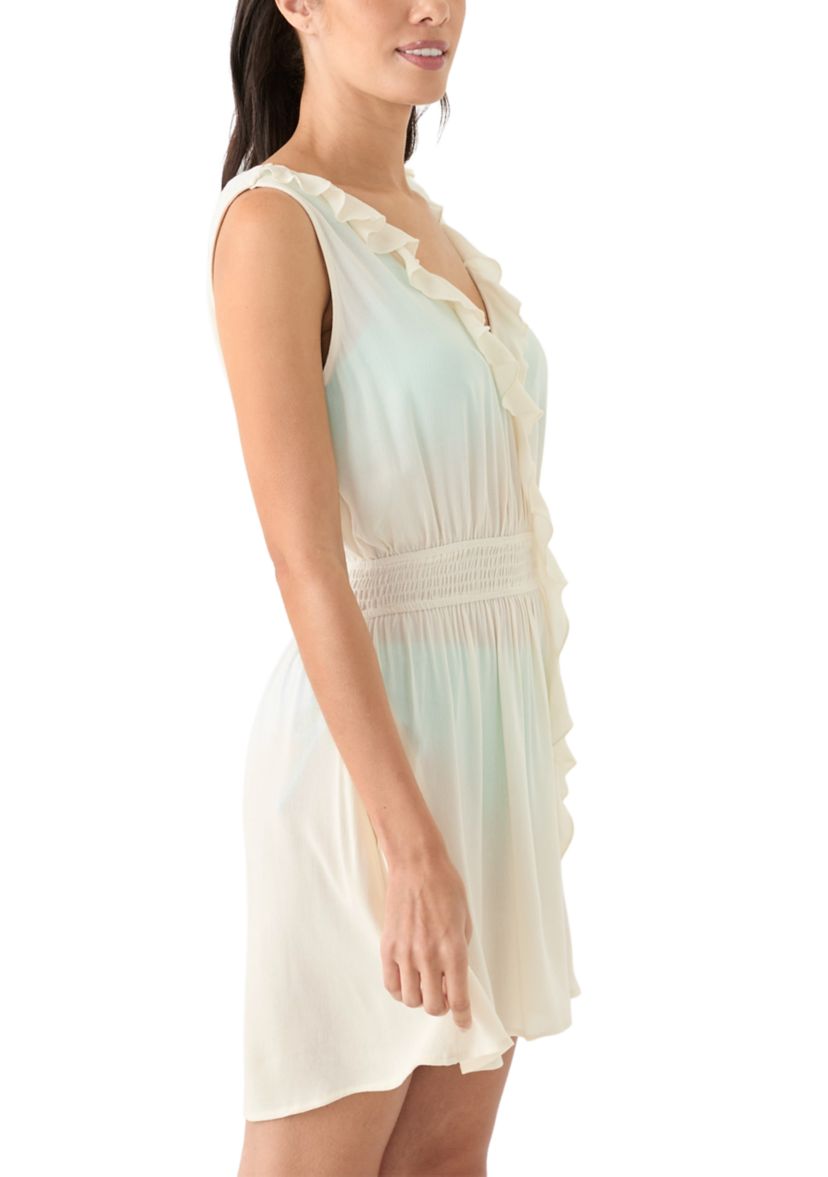 Ruffle Smocked Solid Swim Cover Up