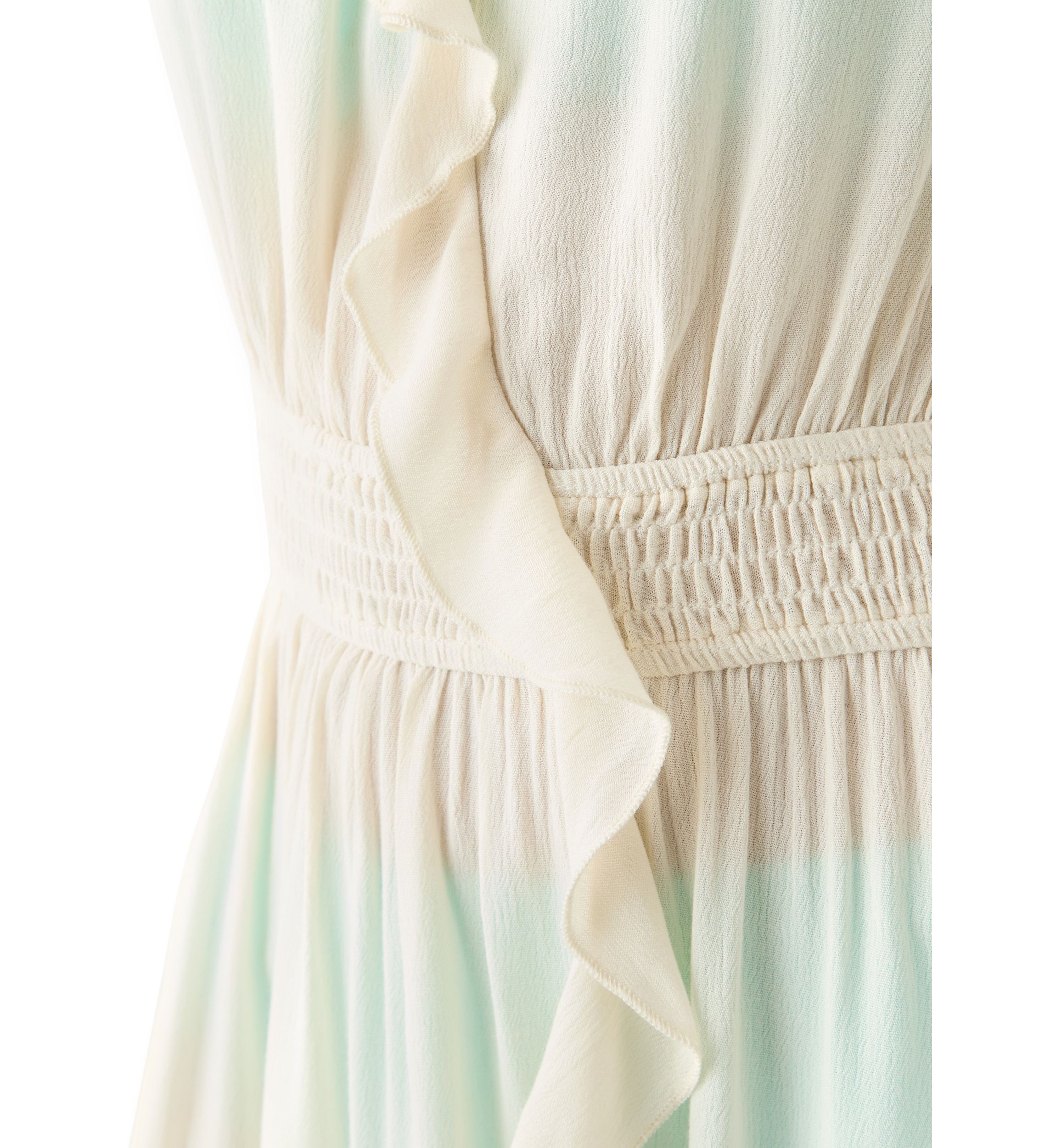 Ruffle Smocked Solid Swim Cover Up