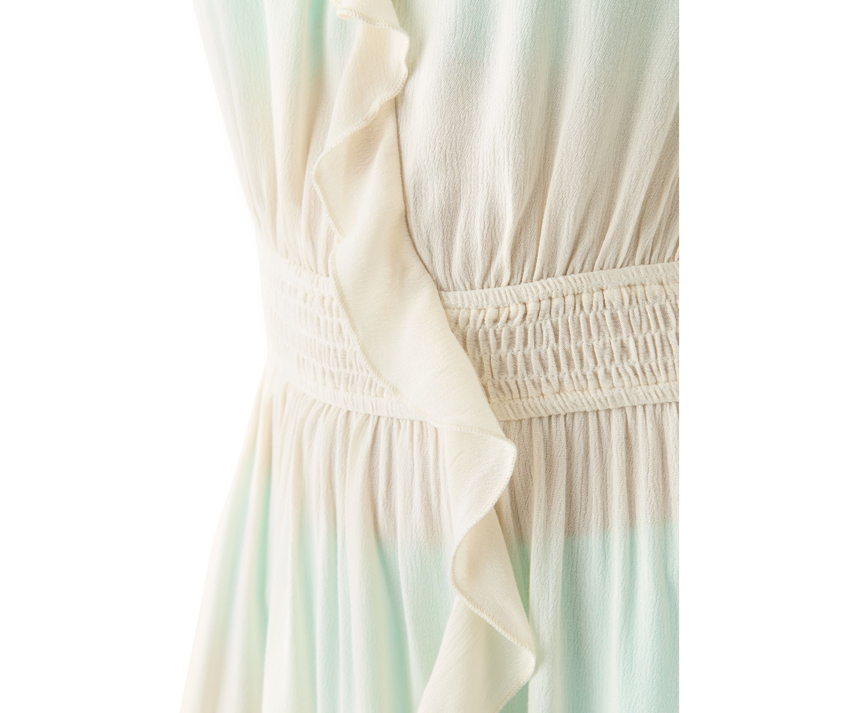 Ruffle Smocked Solid Swim Cover Up